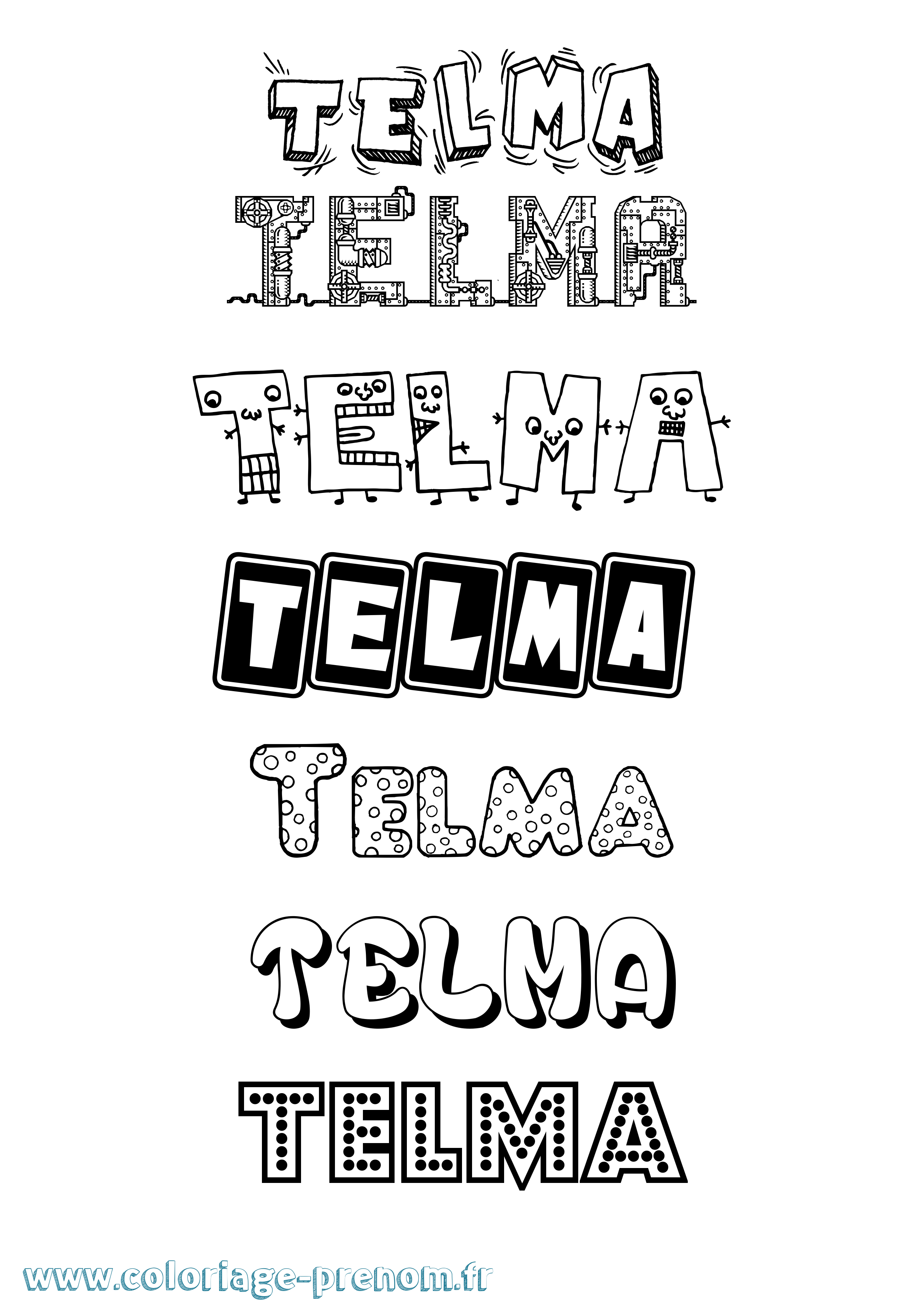 Coloriage prénom Telma Fun