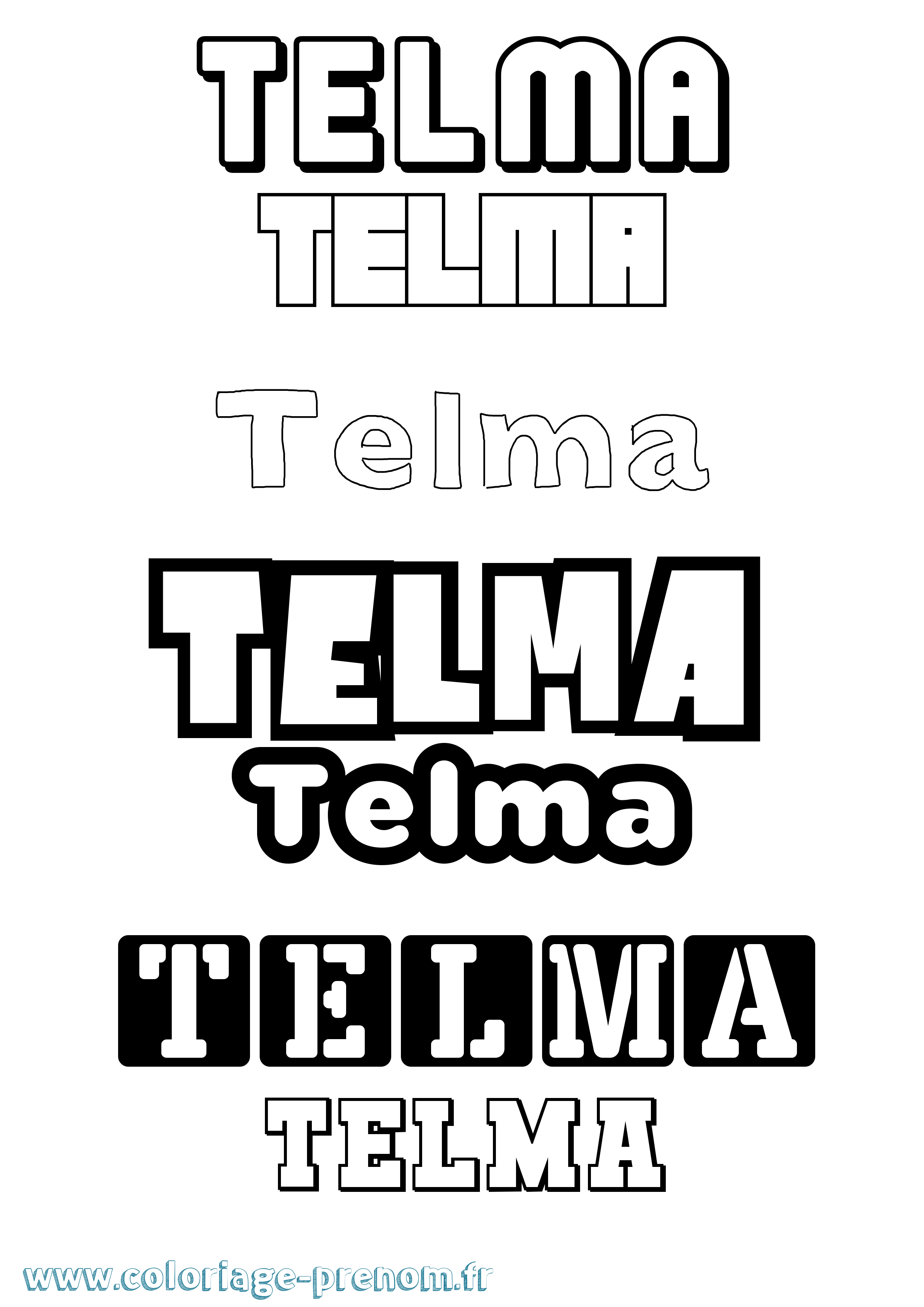 Coloriage prénom Telma Simple
