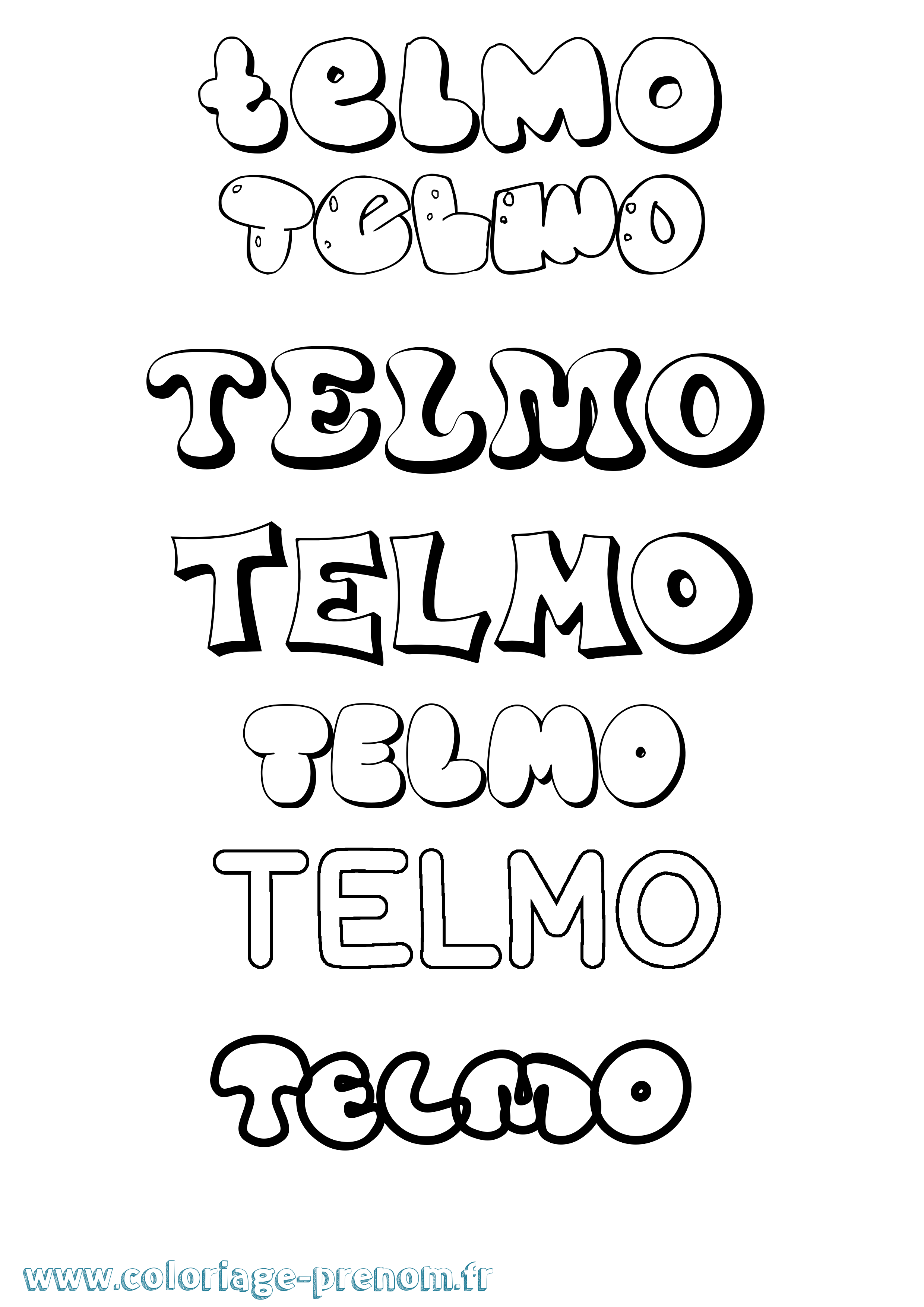 Coloriage prénom Telmo Bubble