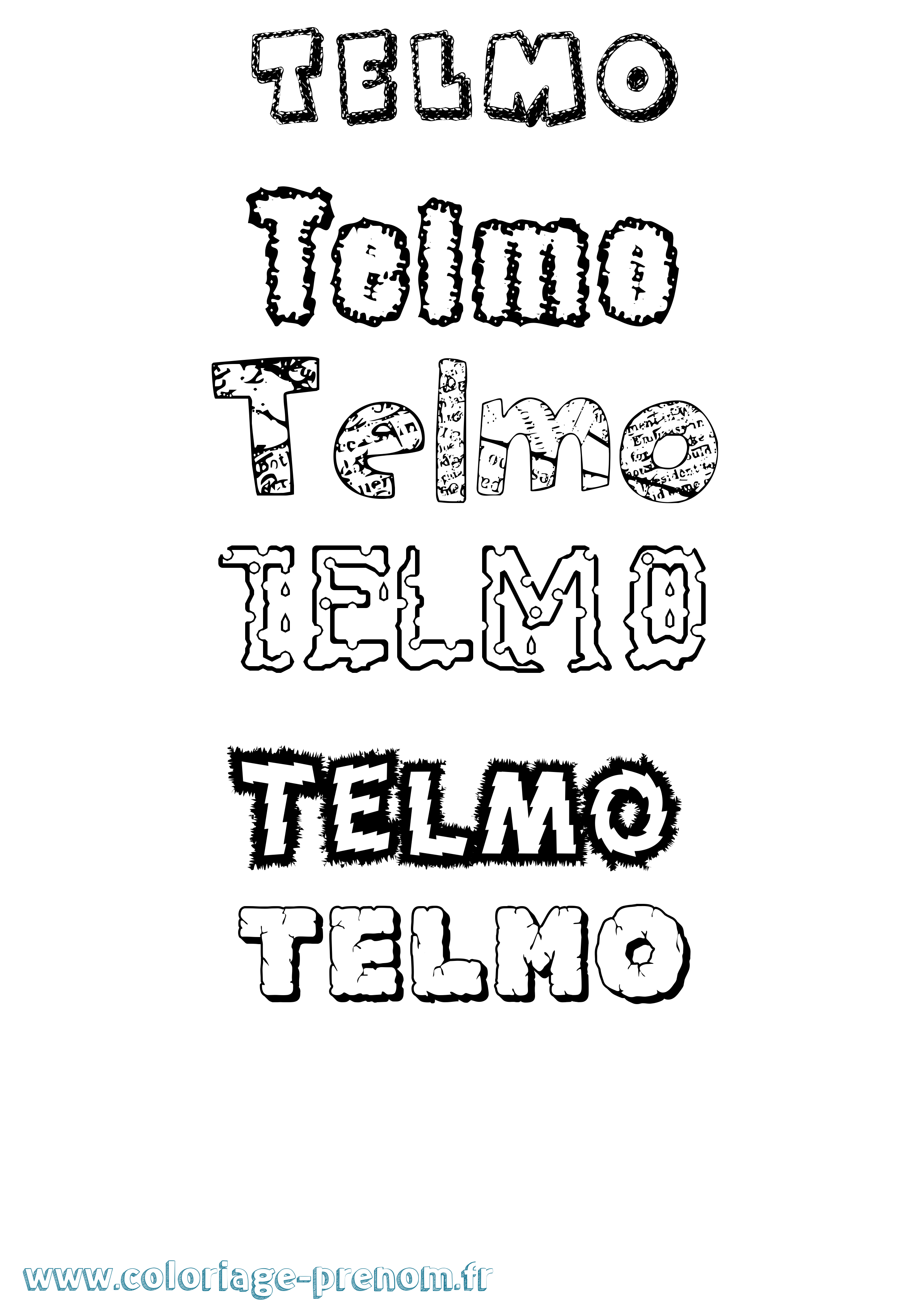 Coloriage prénom Telmo Destructuré