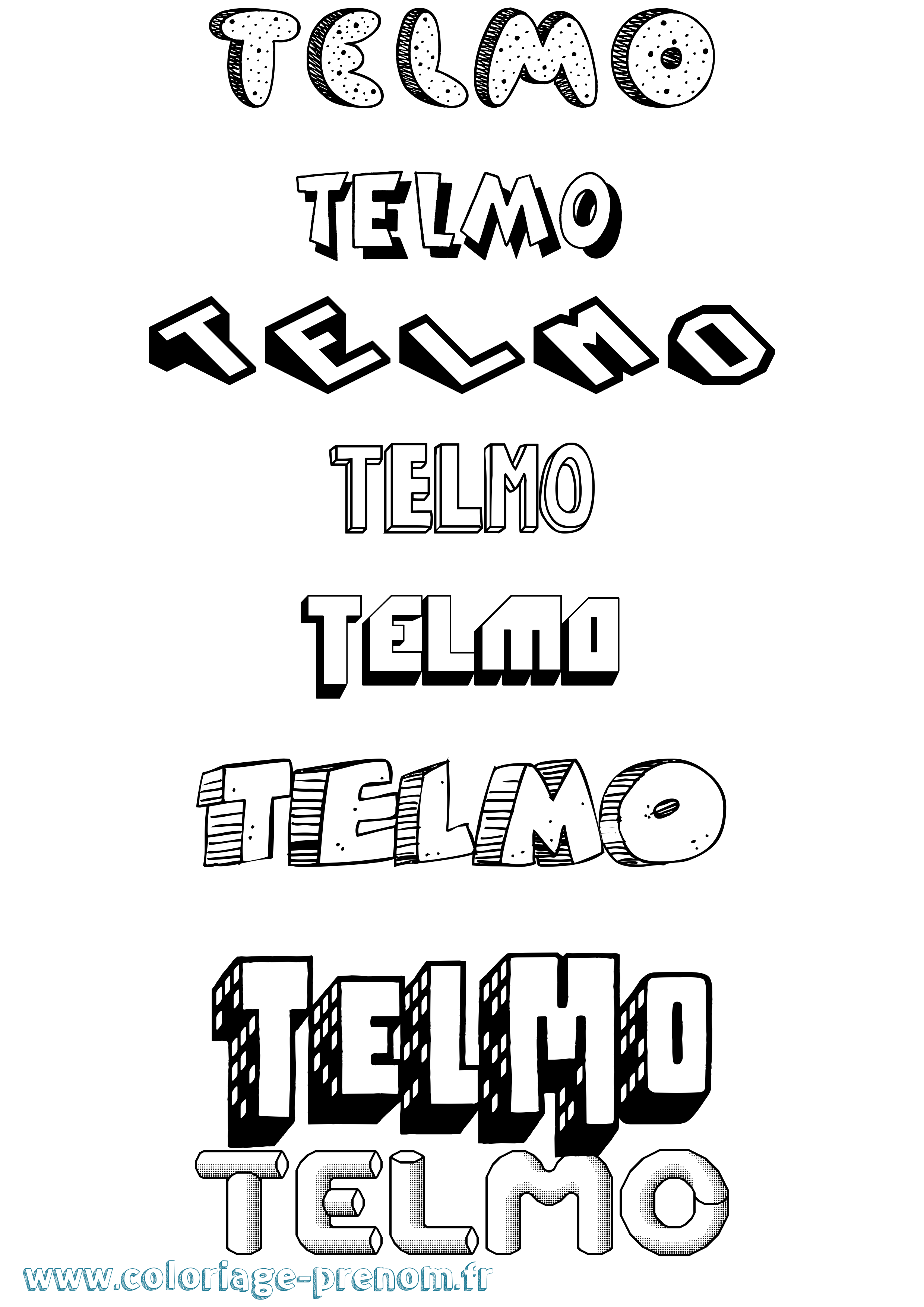 Coloriage prénom Telmo Effet 3D