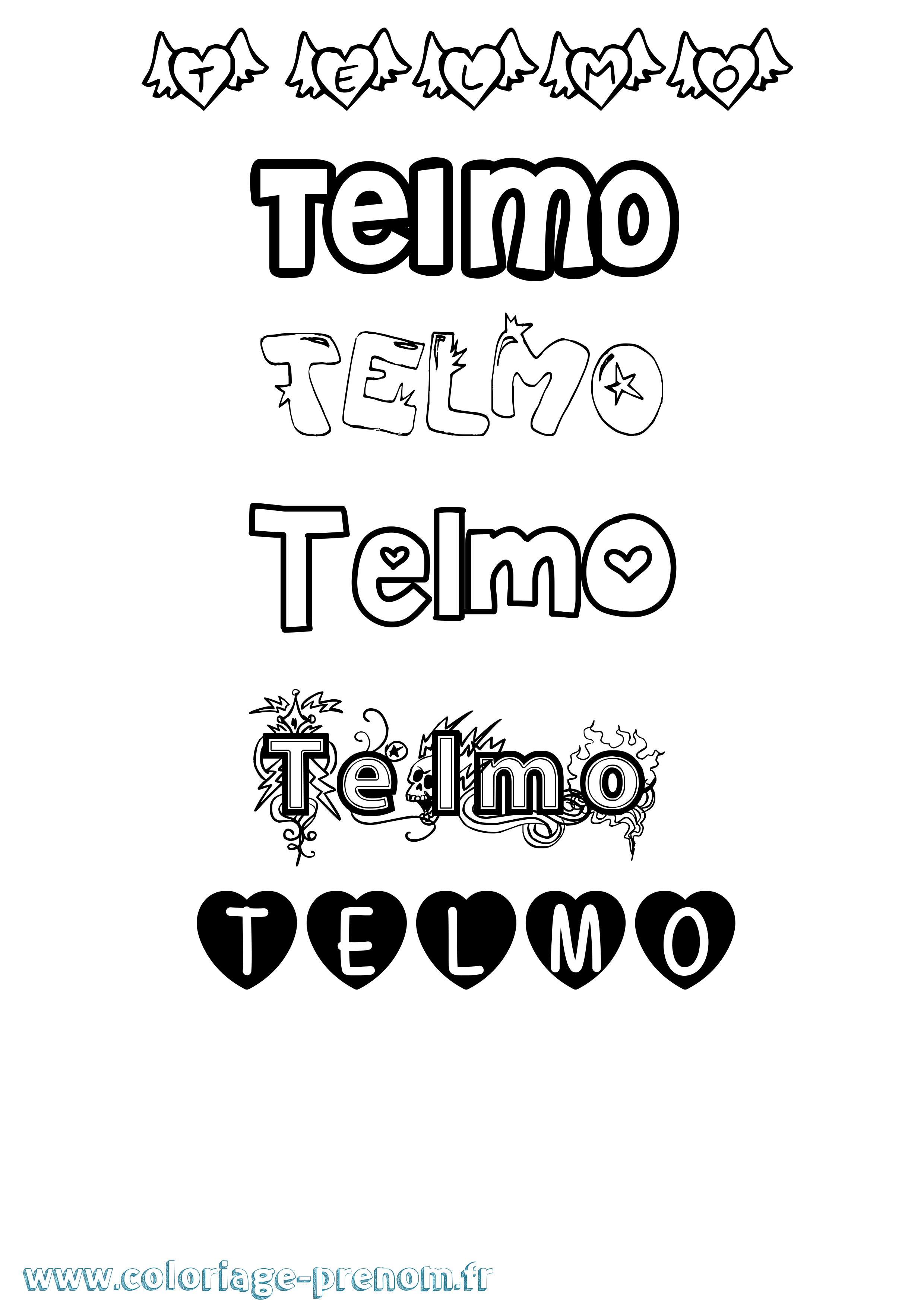 Coloriage prénom Telmo Girly