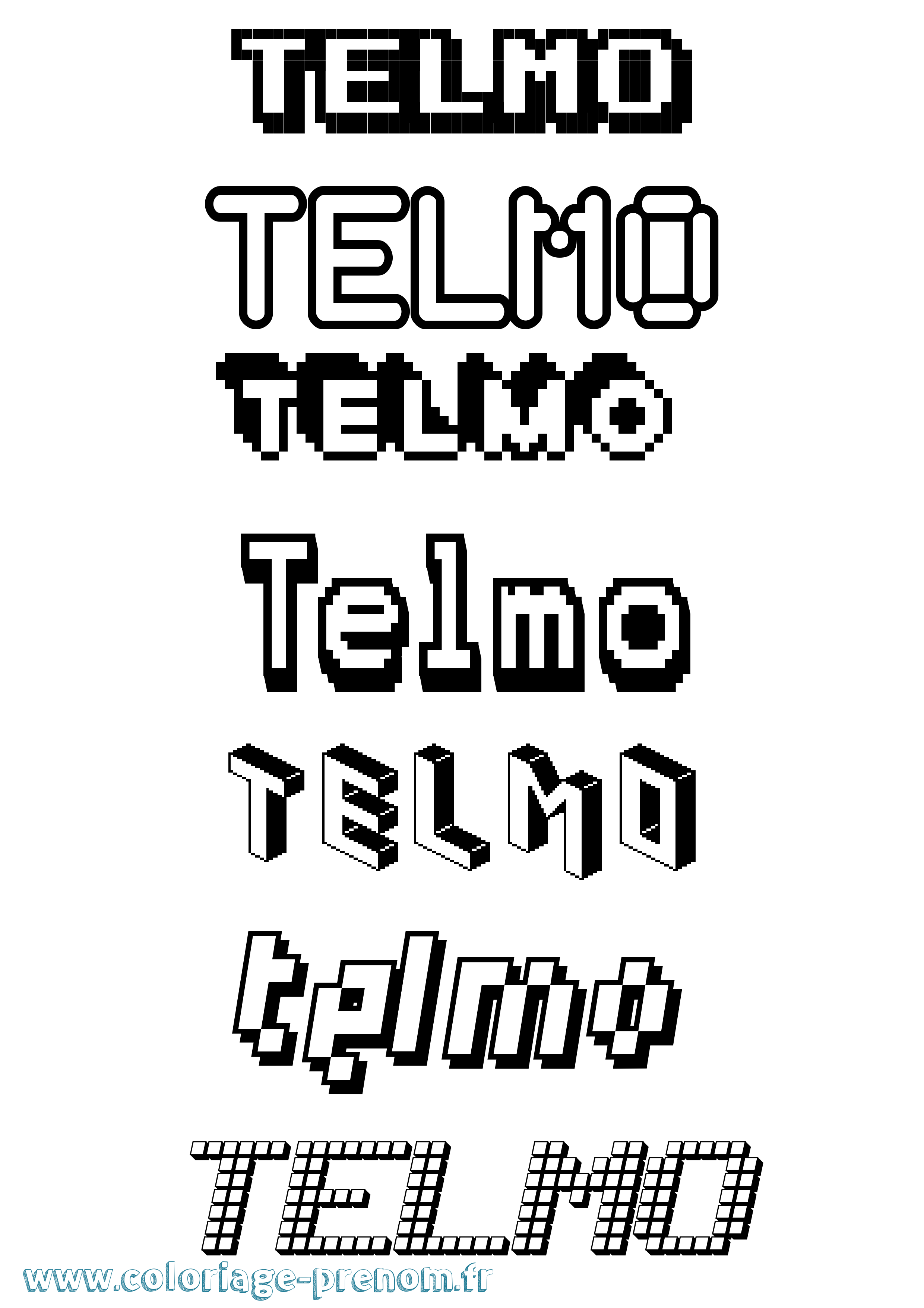 Coloriage prénom Telmo Pixel