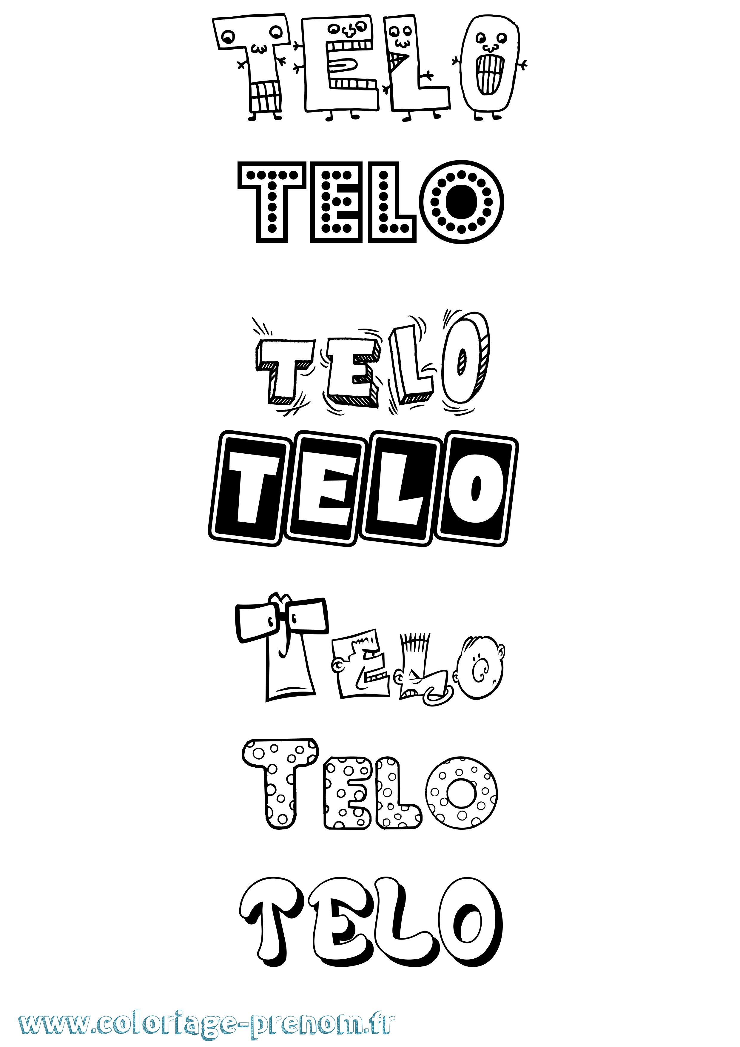 Coloriage prénom Telo Fun