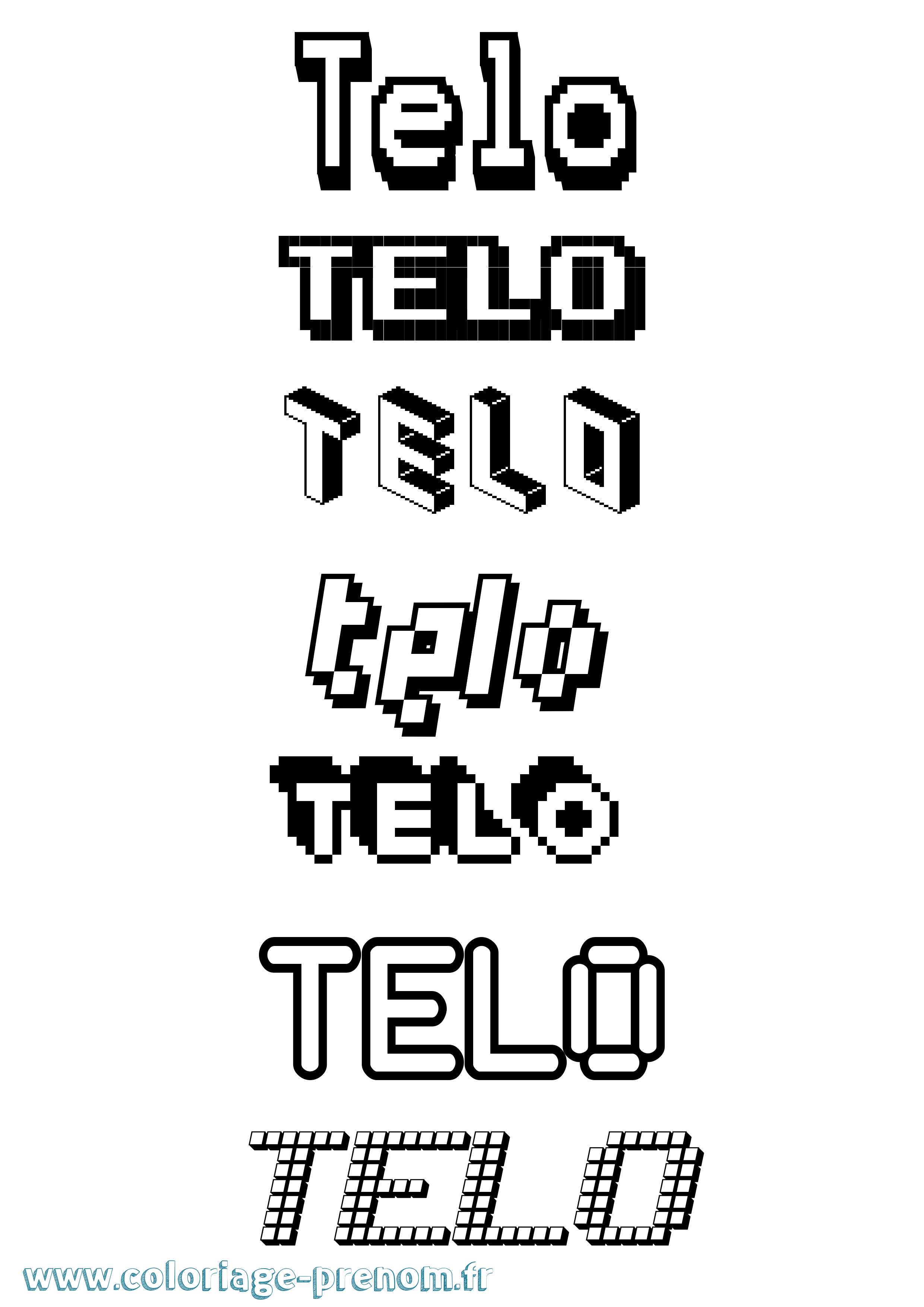 Coloriage prénom Telo Pixel