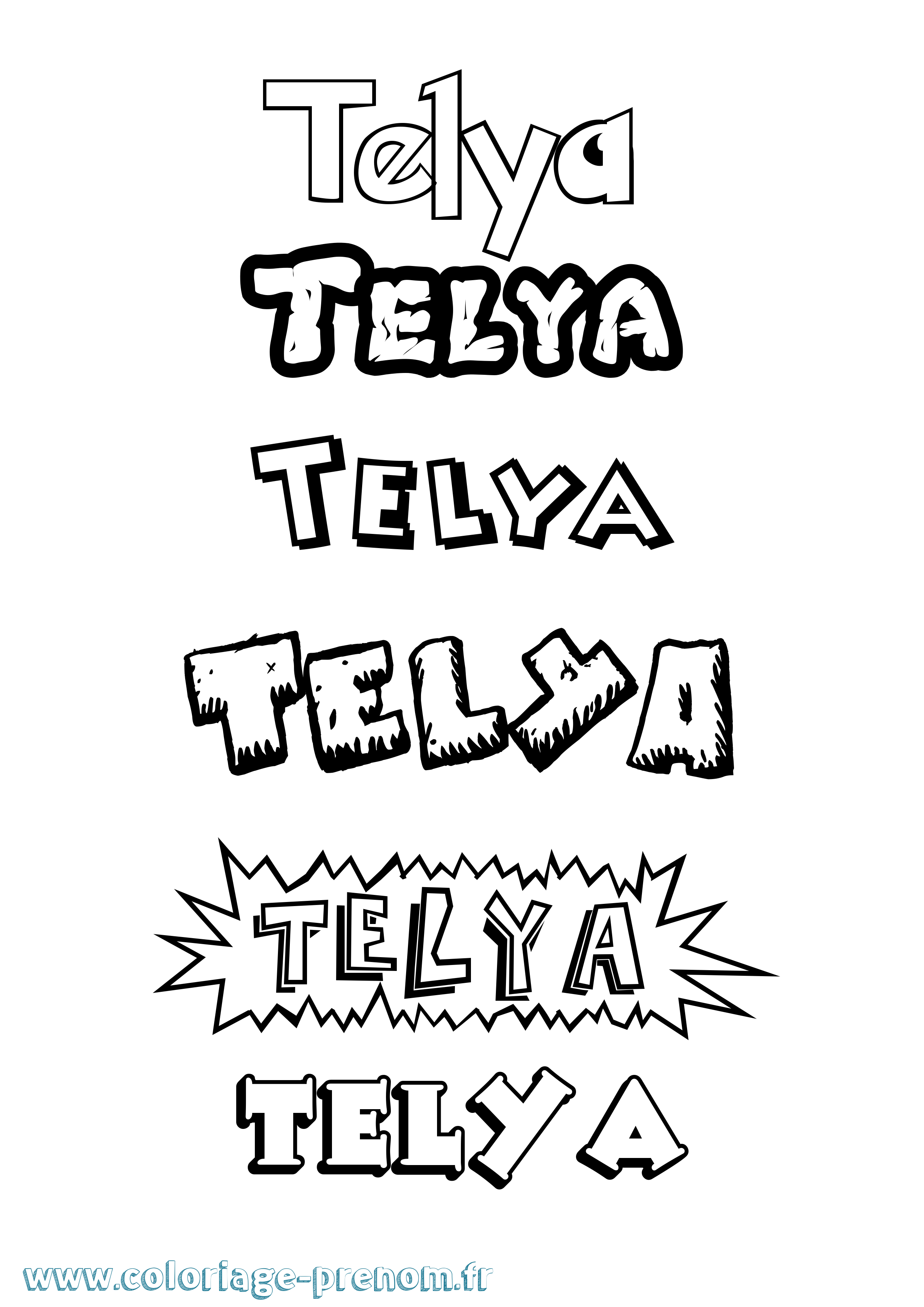 Coloriage prénom Telya Dessin Animé