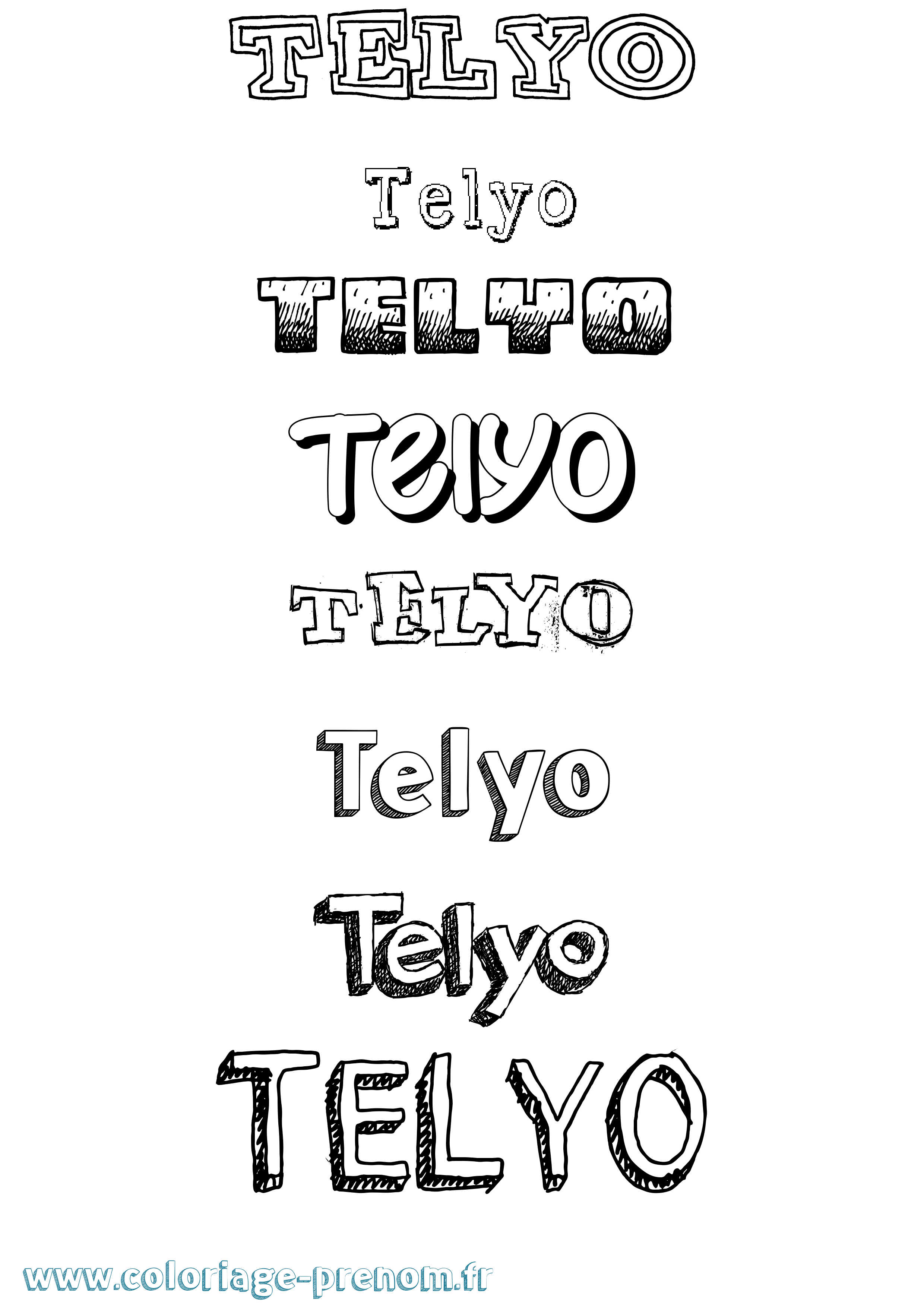 Coloriage prénom Telyo Dessiné