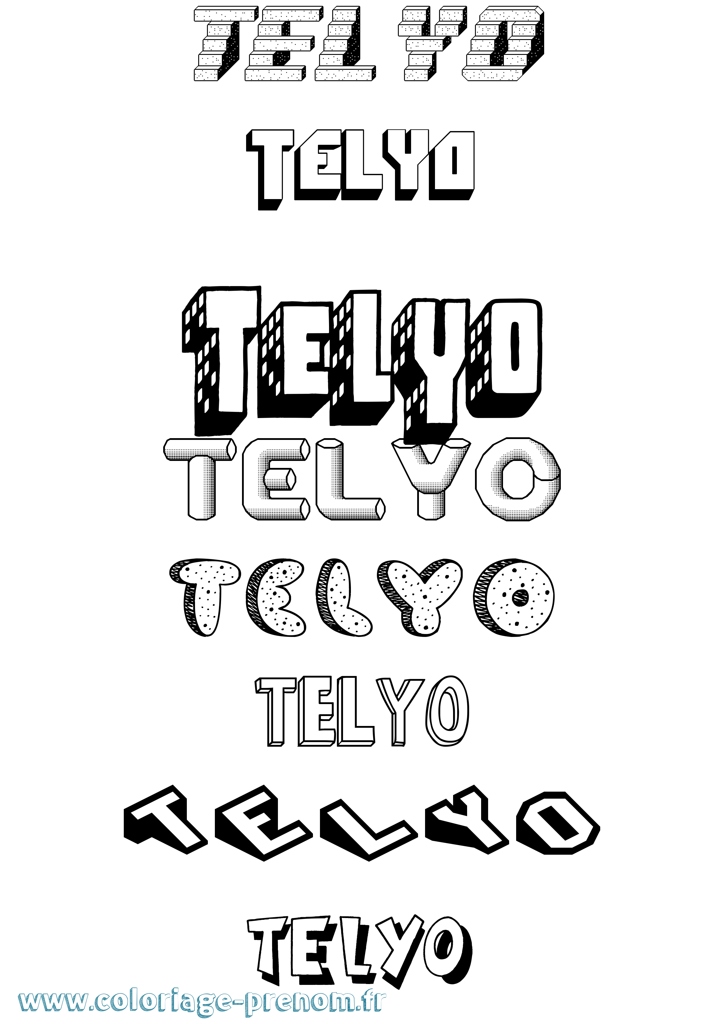 Coloriage prénom Telyo Effet 3D