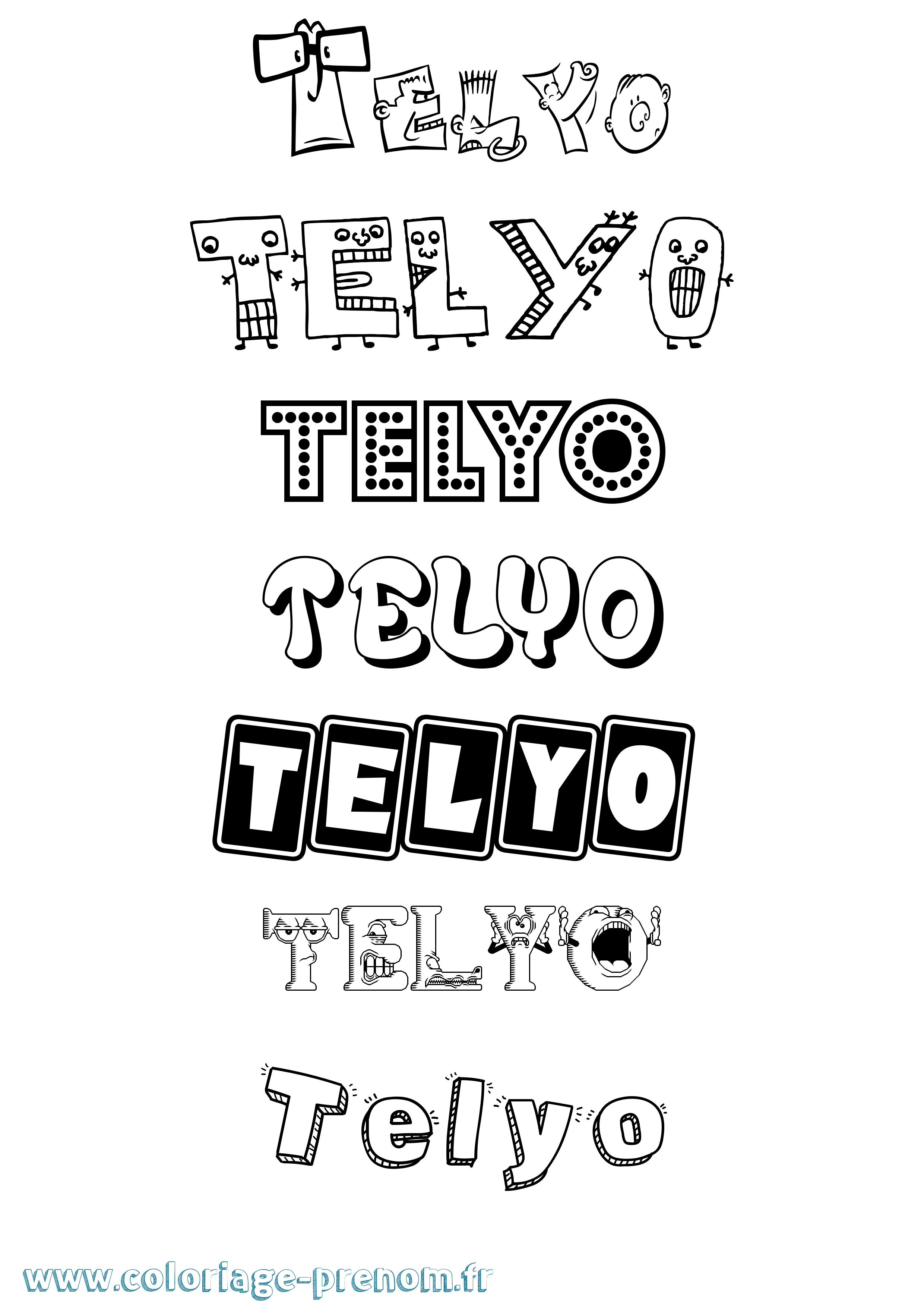 Coloriage prénom Telyo Fun