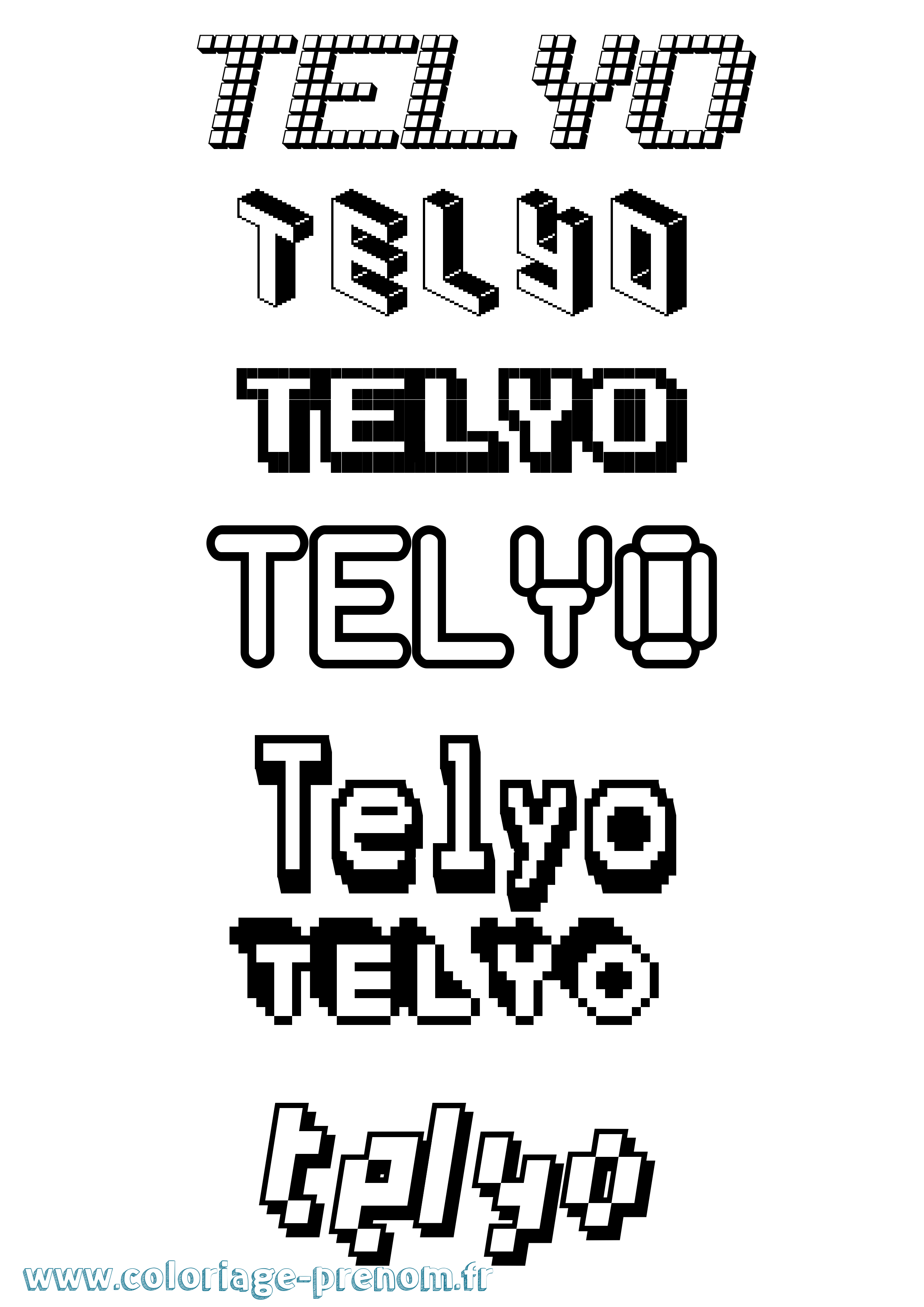 Coloriage prénom Telyo Pixel