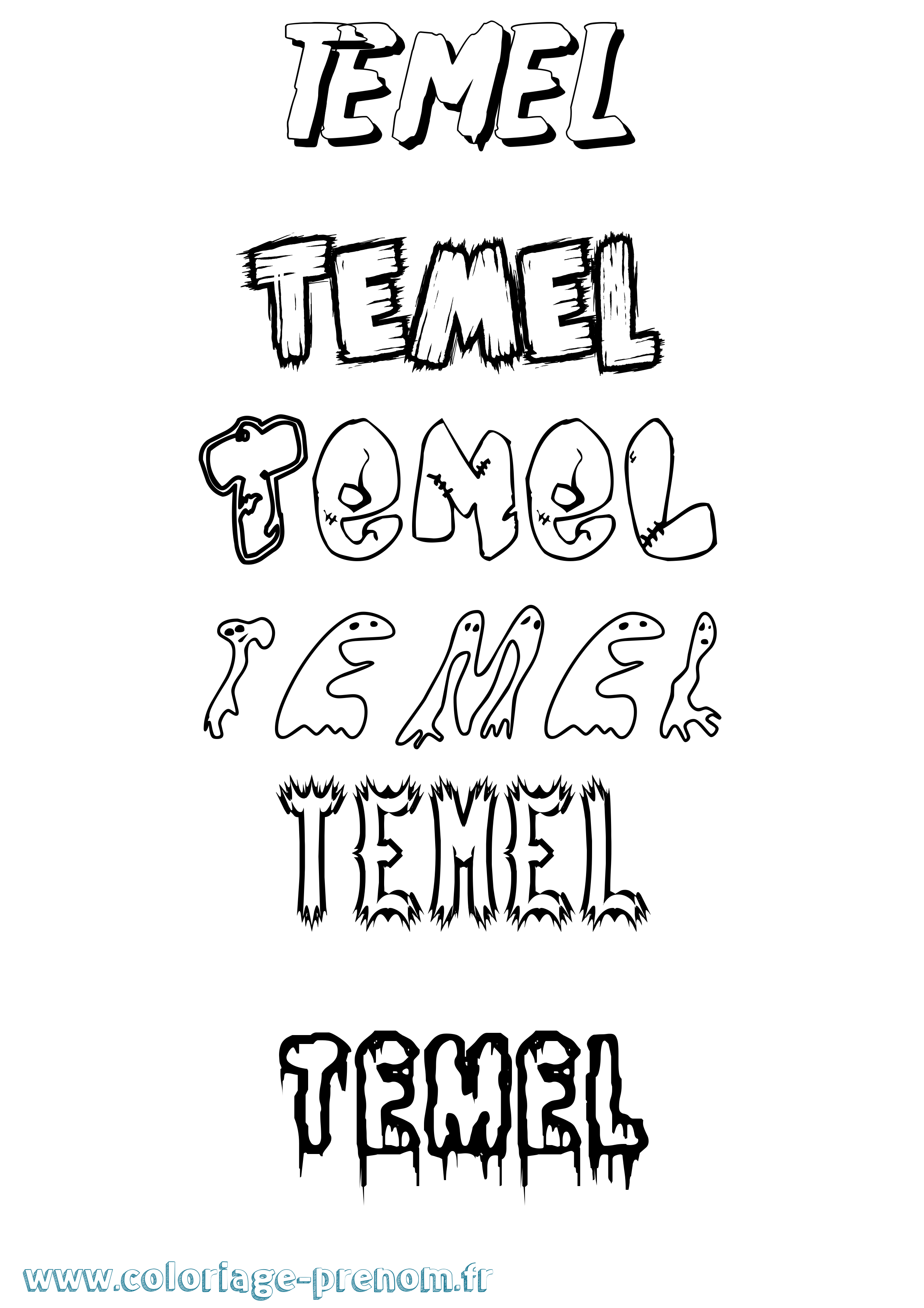 Coloriage prénom Temel Frisson