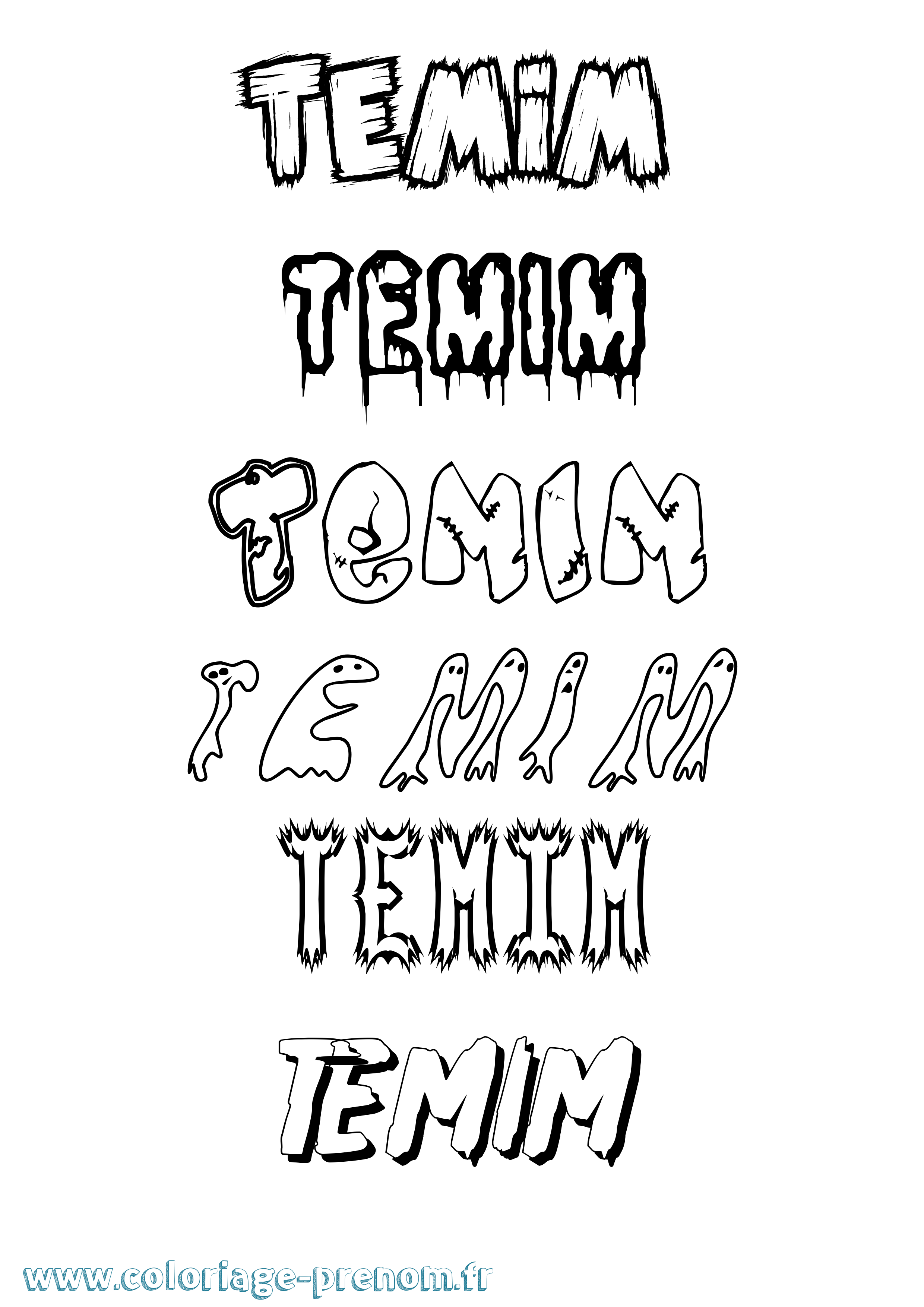 Coloriage prénom Temim Frisson