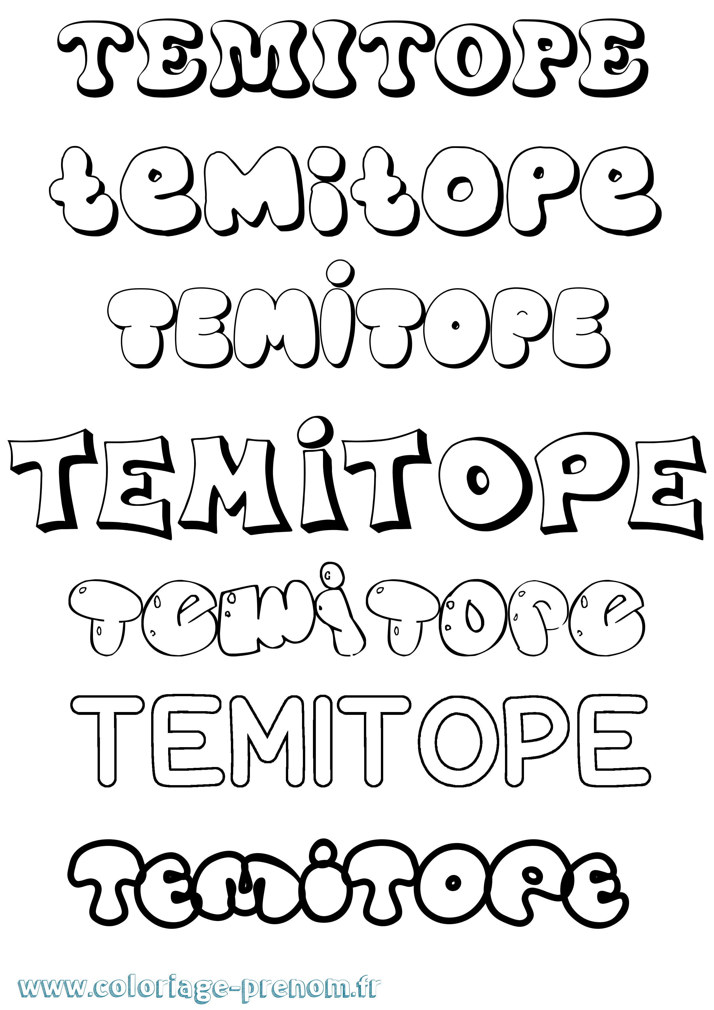Coloriage prénom Temitope Bubble