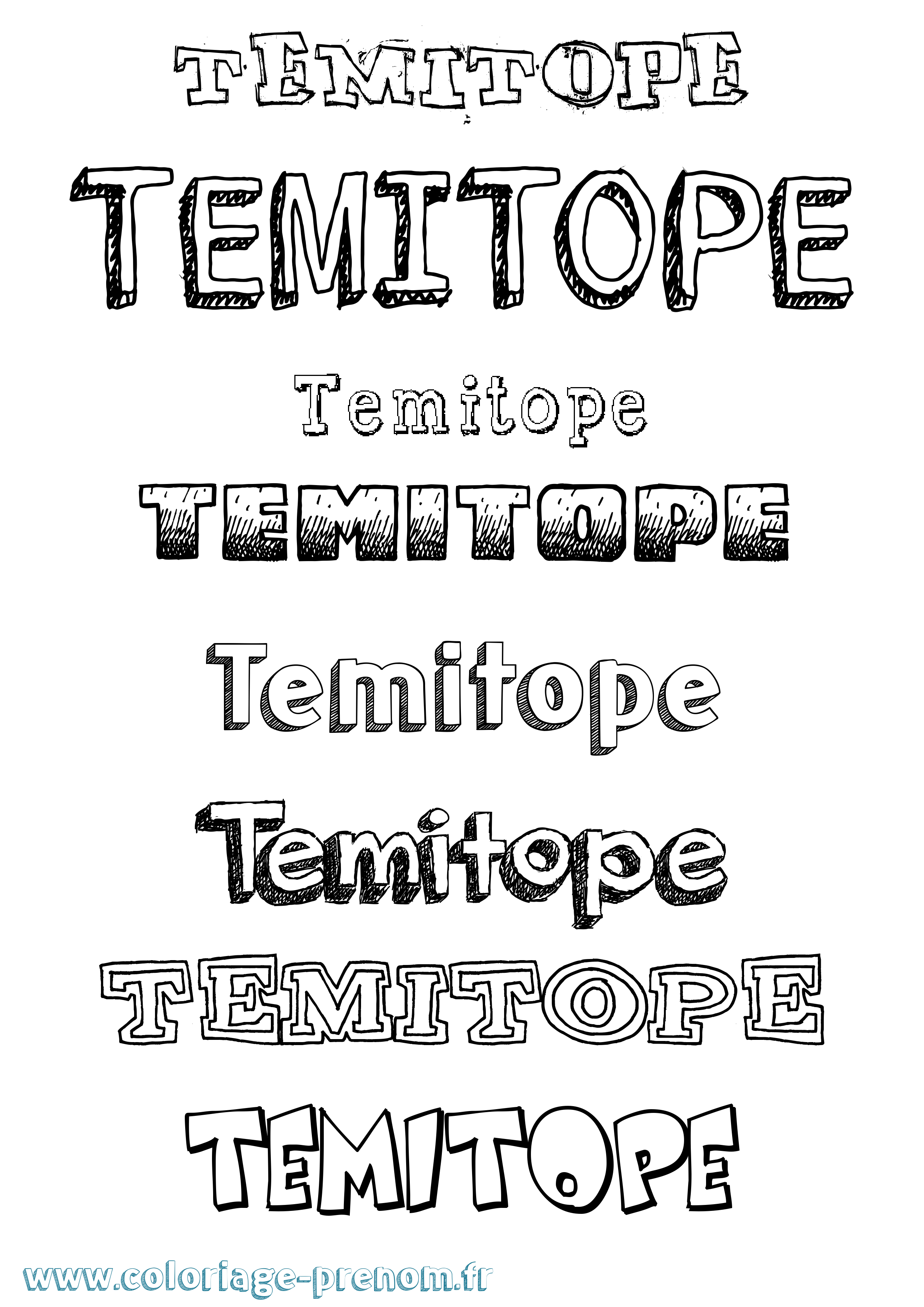 Coloriage prénom Temitope Dessiné