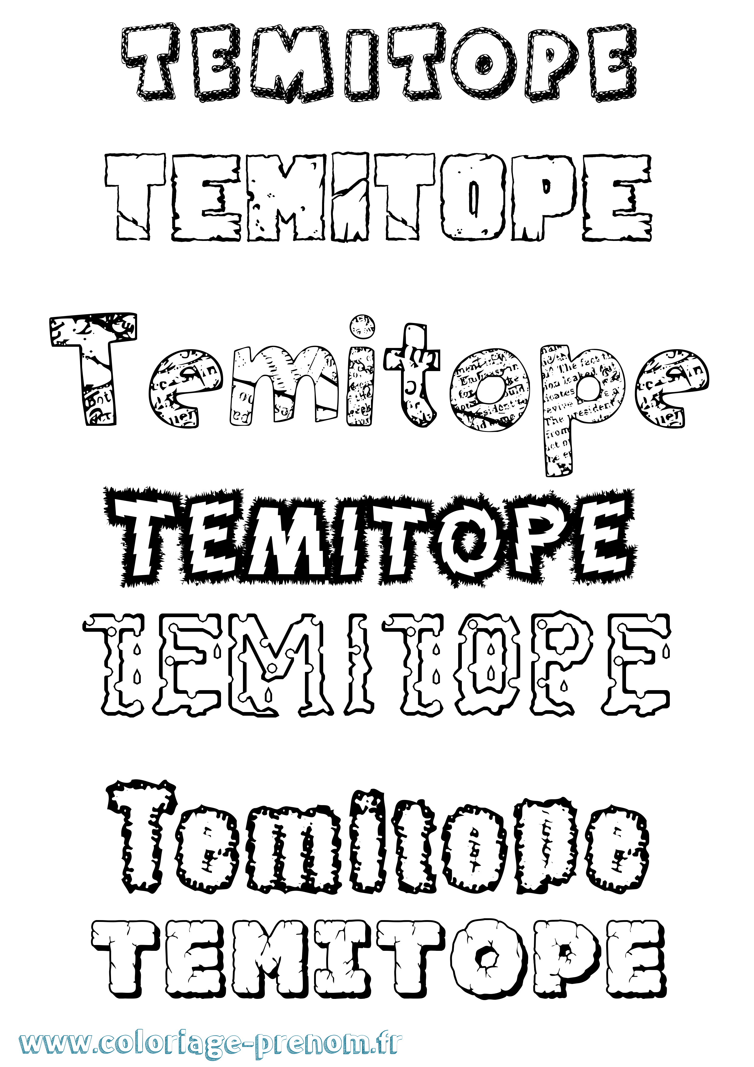 Coloriage prénom Temitope Destructuré