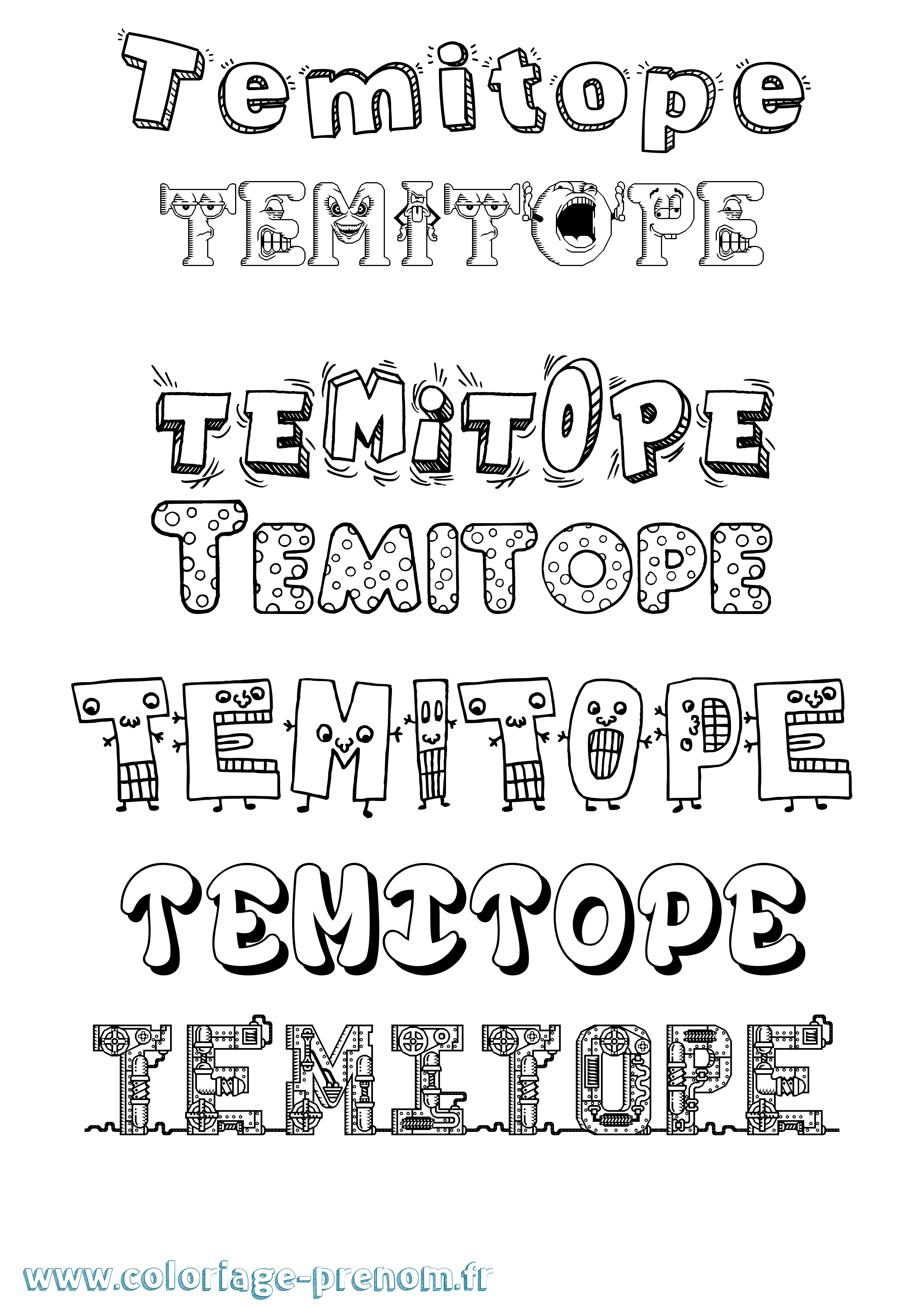 Coloriage prénom Temitope Fun