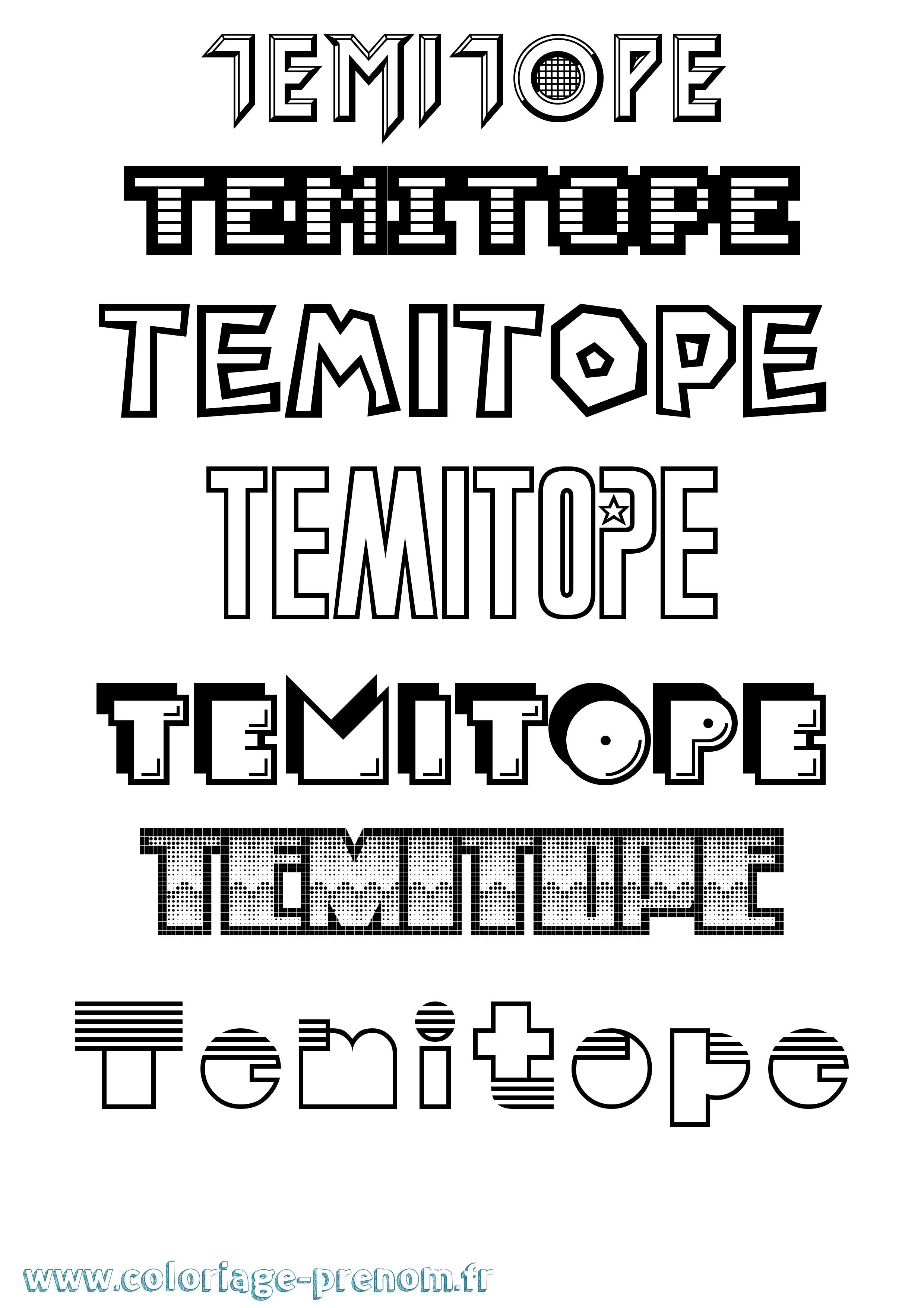 Coloriage prénom Temitope Jeux Vidéos