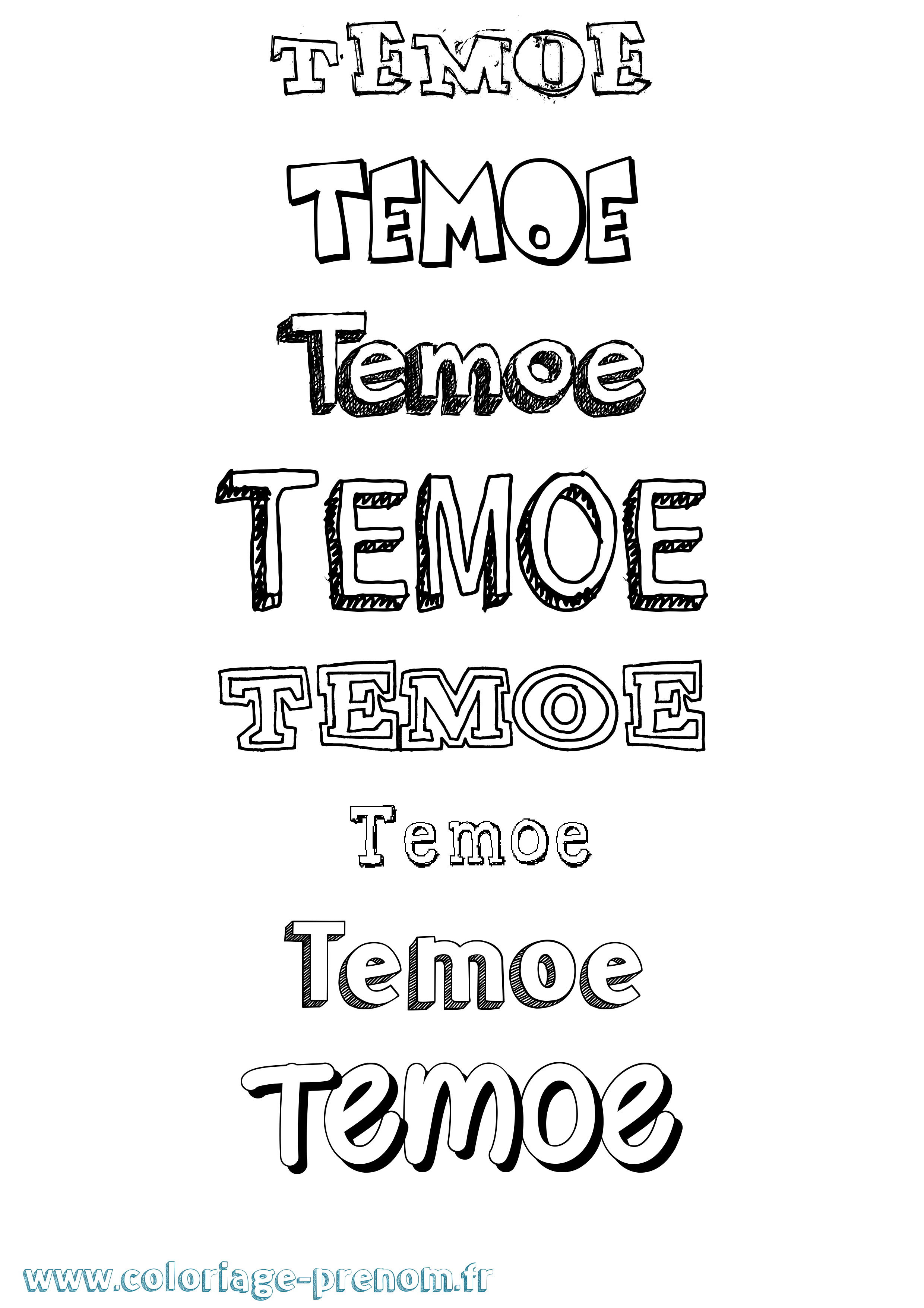 Coloriage prénom Temoe Dessiné