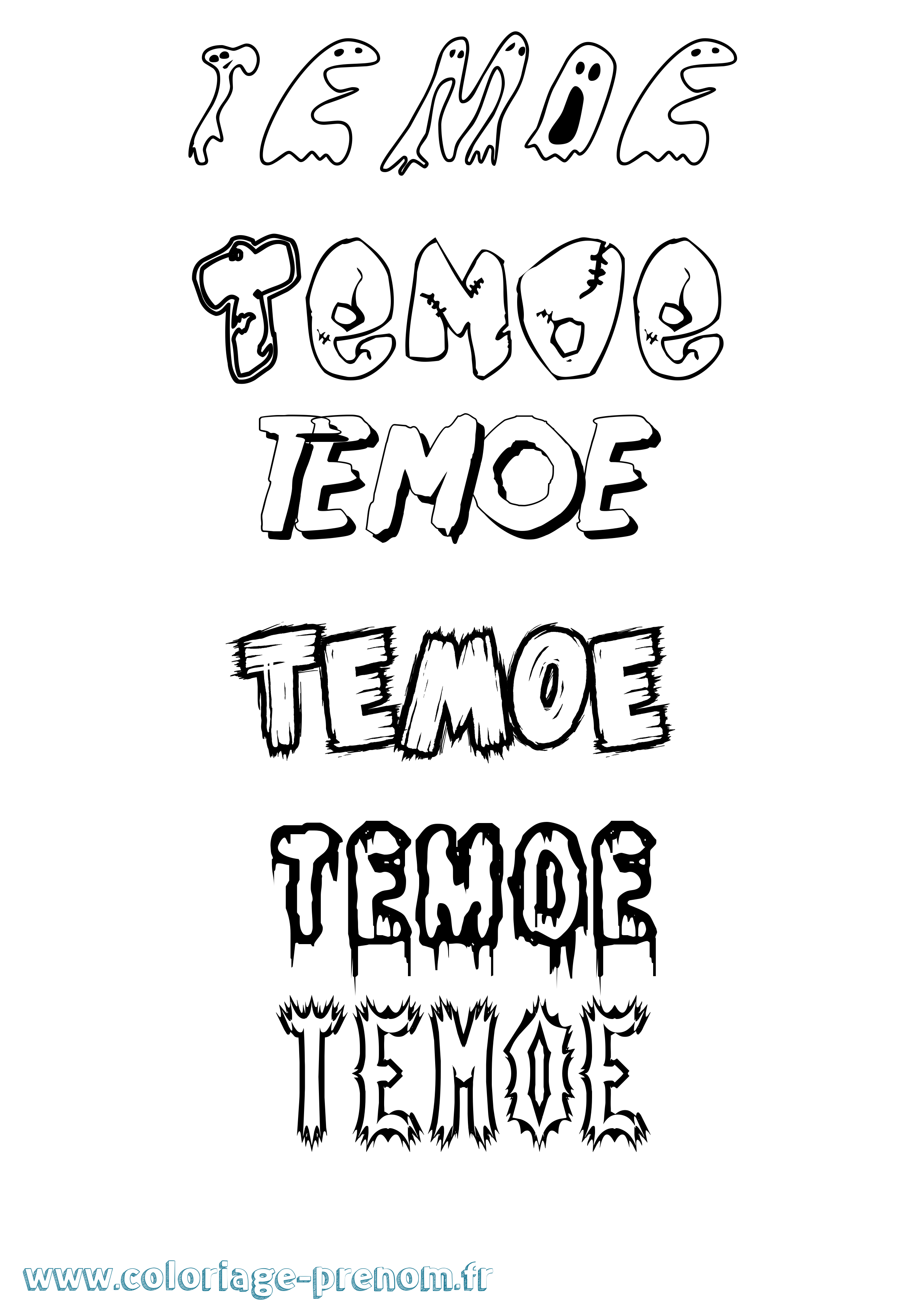 Coloriage prénom Temoe Frisson