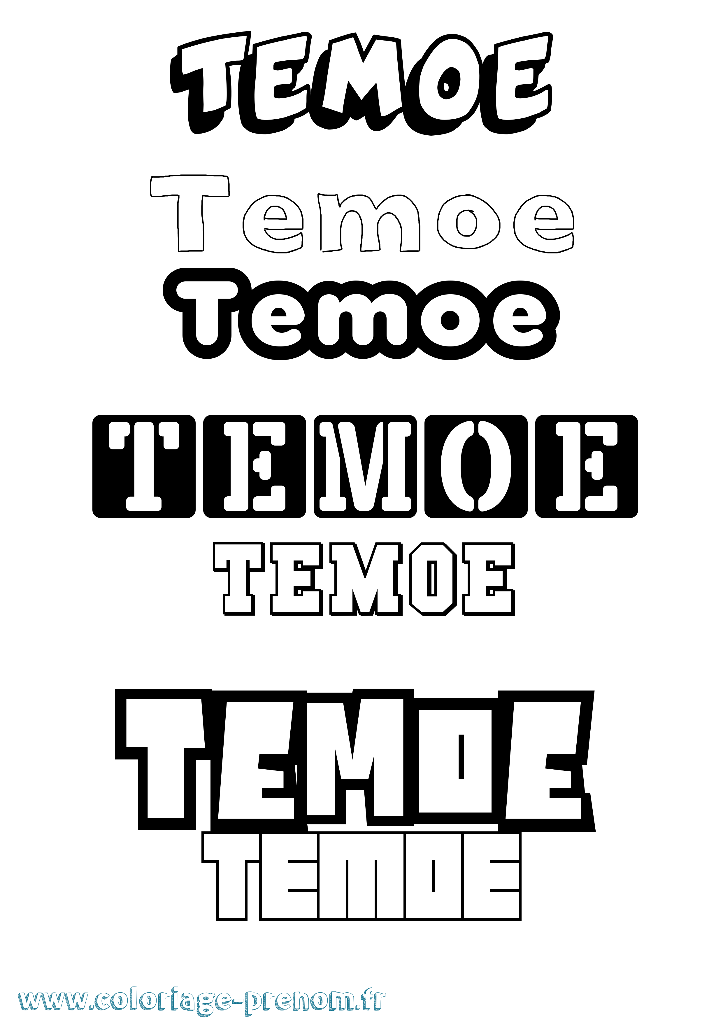 Coloriage prénom Temoe Simple