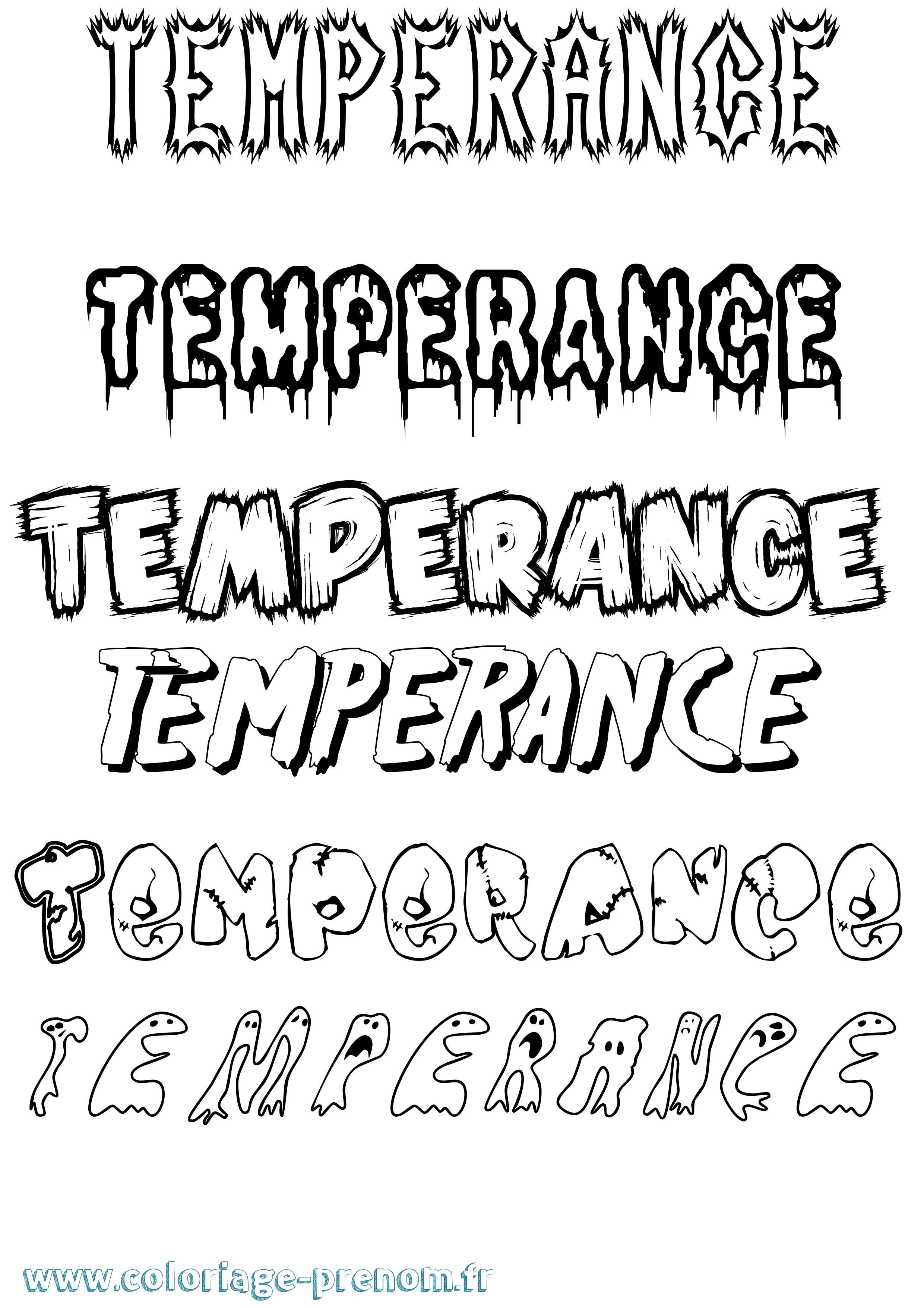 Coloriage prénom Temperance Frisson