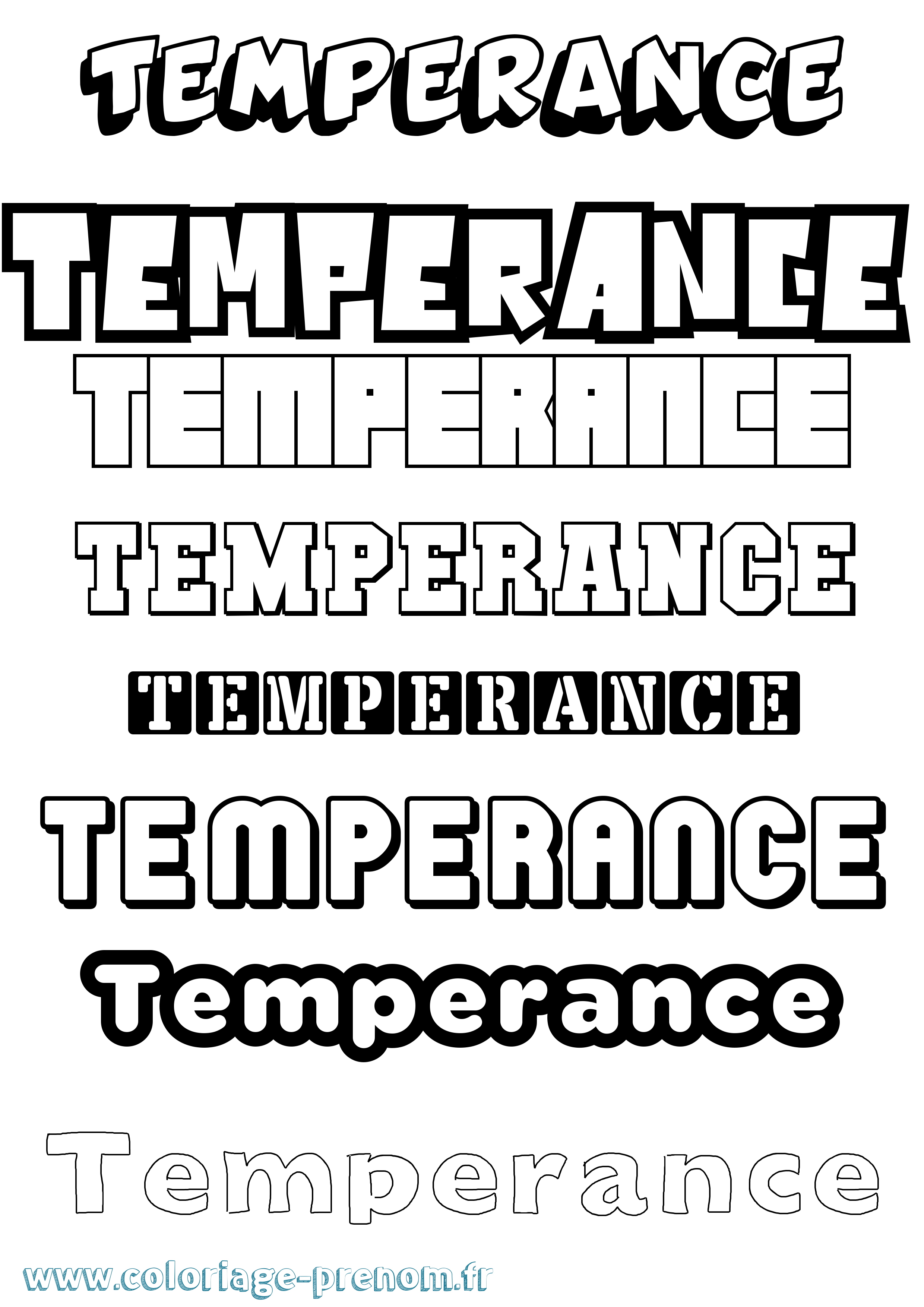 Coloriage prénom Temperance Simple