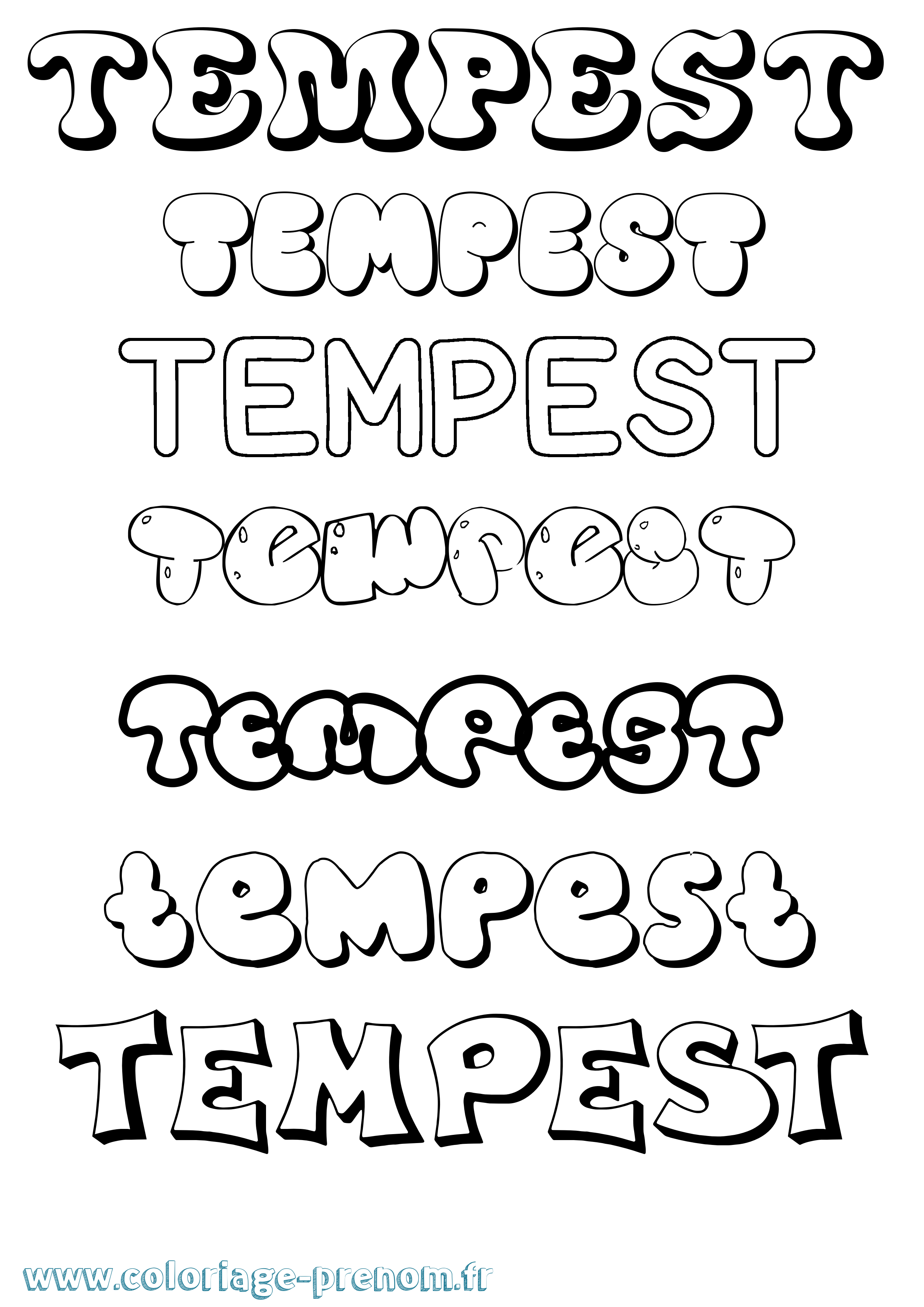 Coloriage prénom Tempest Bubble