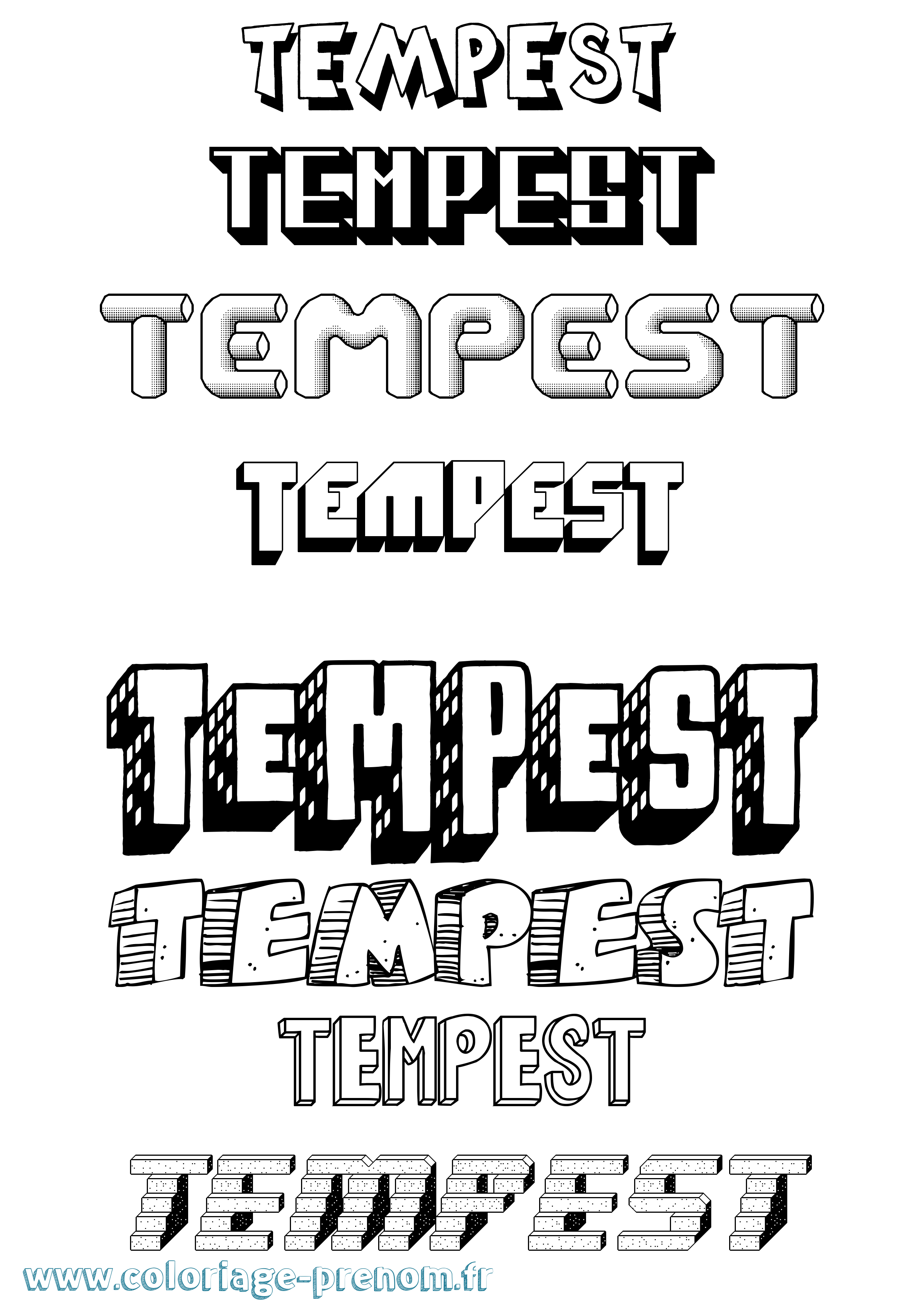 Coloriage prénom Tempest Effet 3D