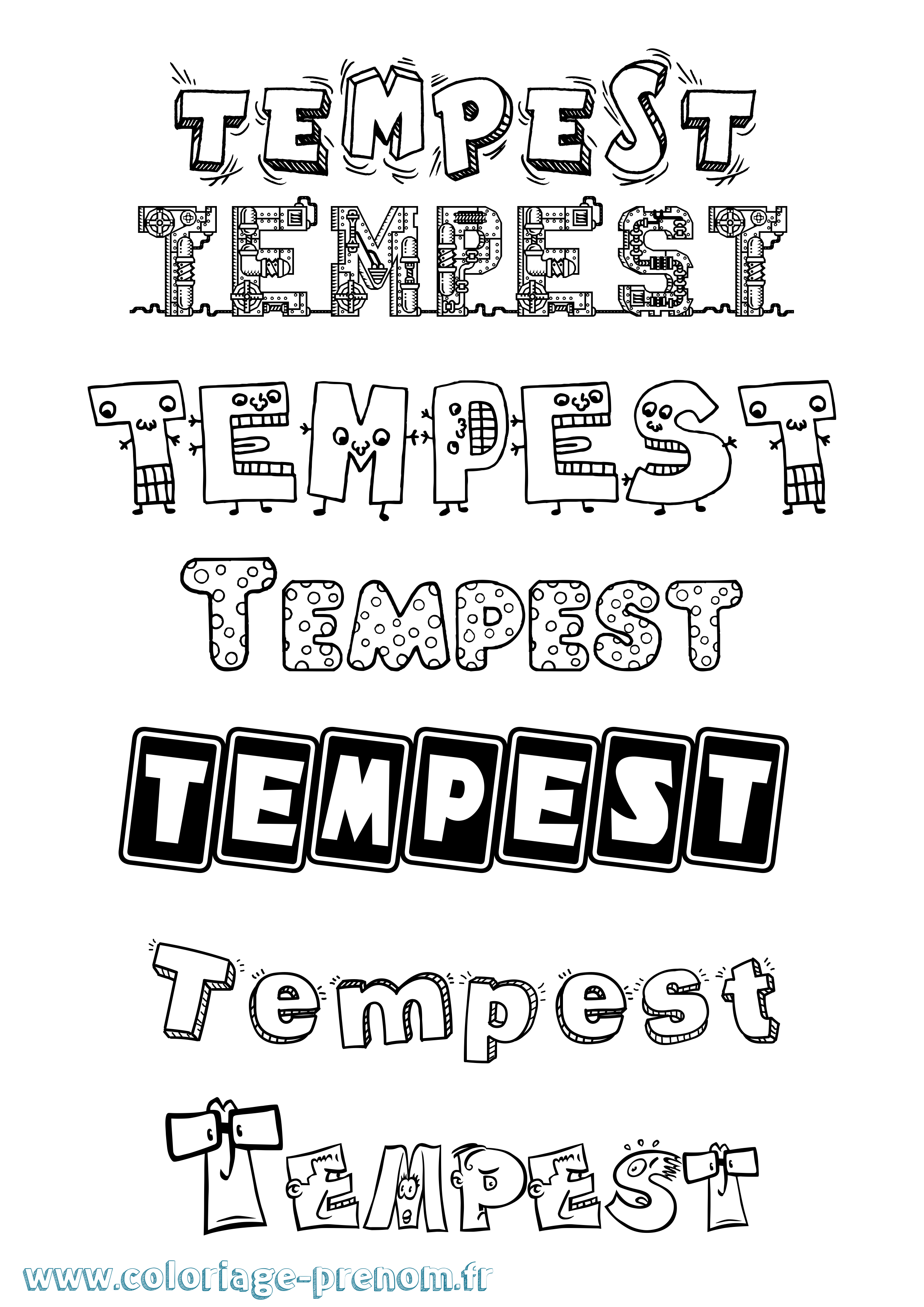 Coloriage prénom Tempest Fun