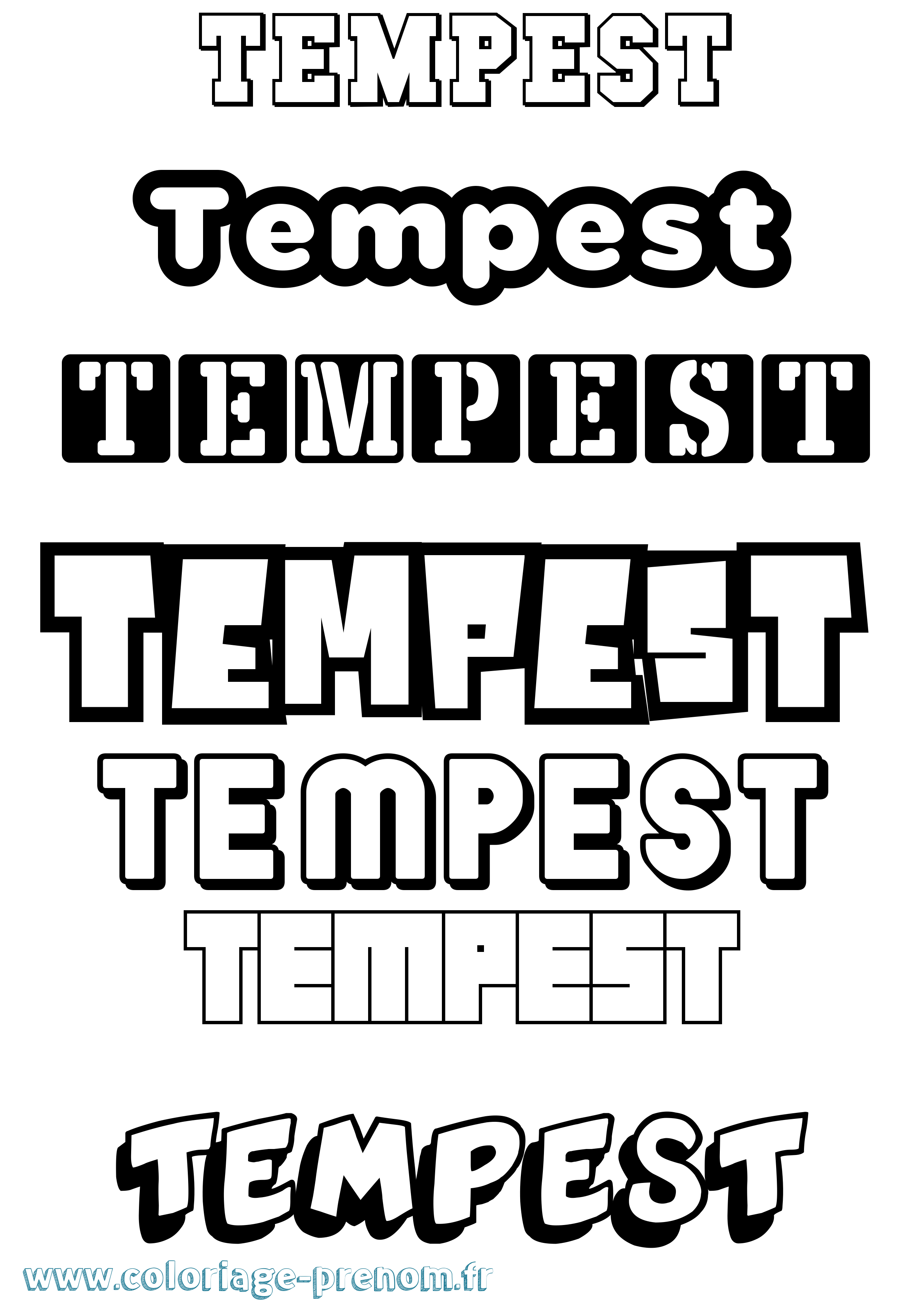 Coloriage prénom Tempest Simple