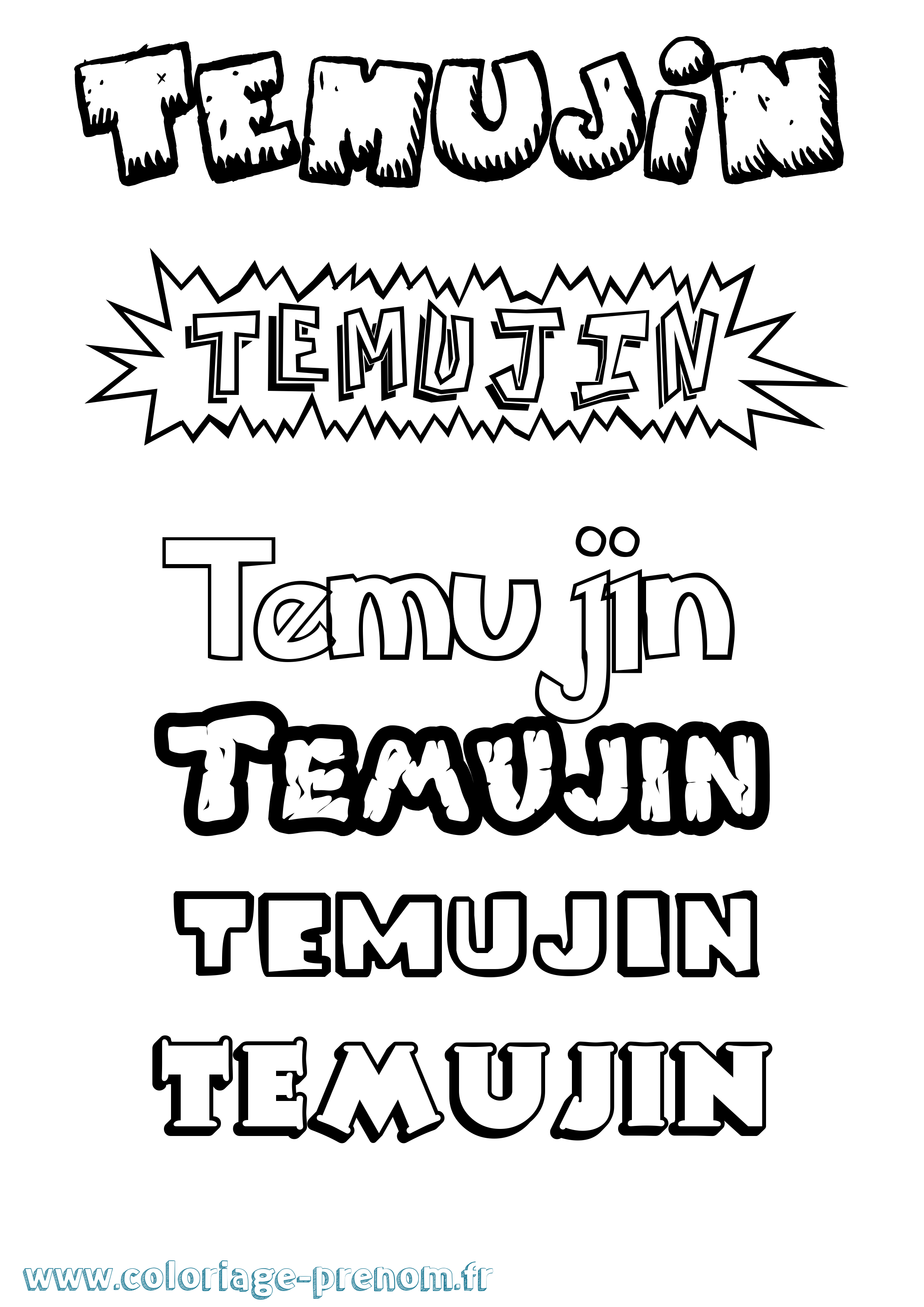 Coloriage Temujin Dessin Animé Coloriage prénom Temujin Dessin Animé