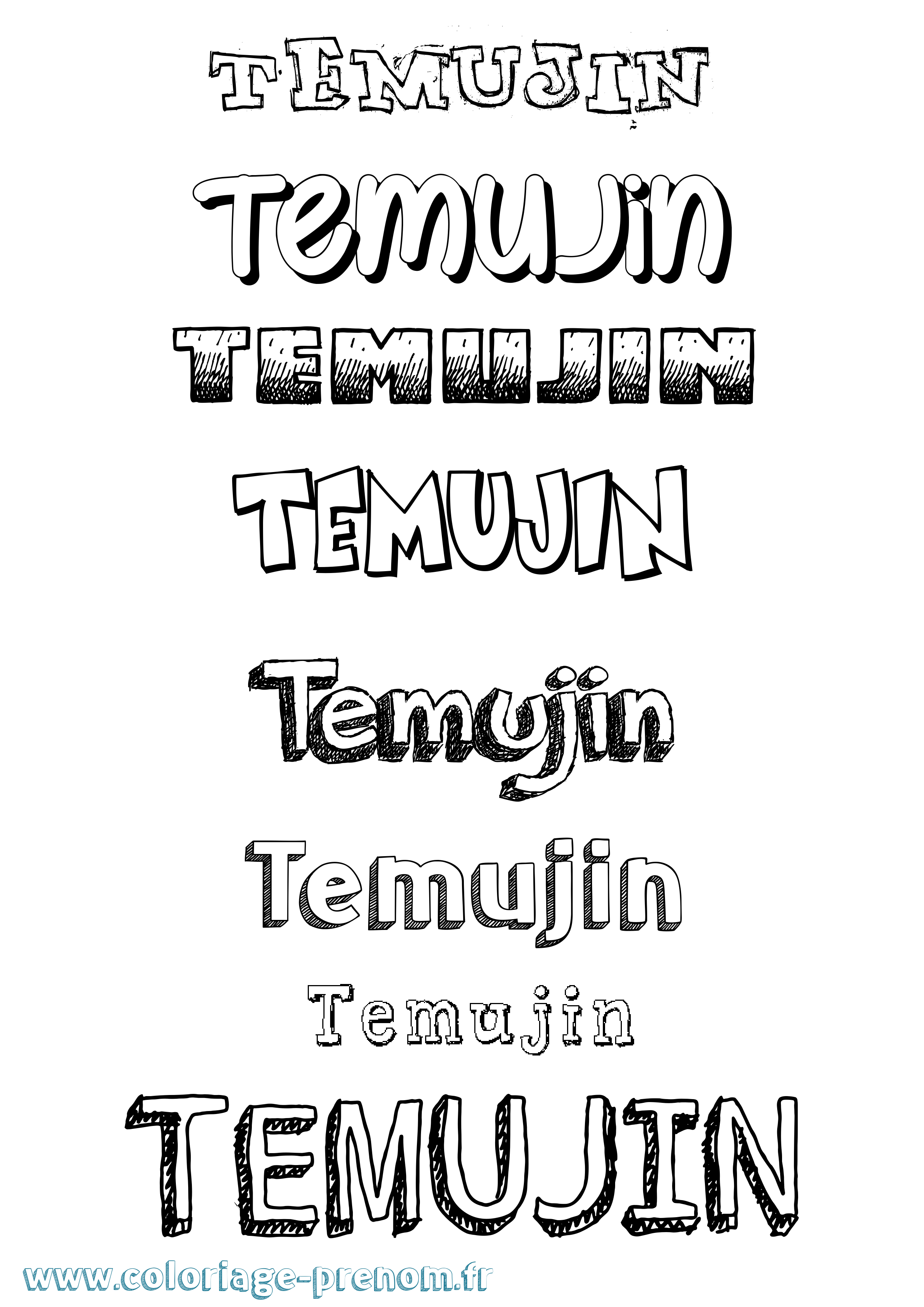 Coloriage Temujin Dessiné Coloriage prénom Temujin Dessiné