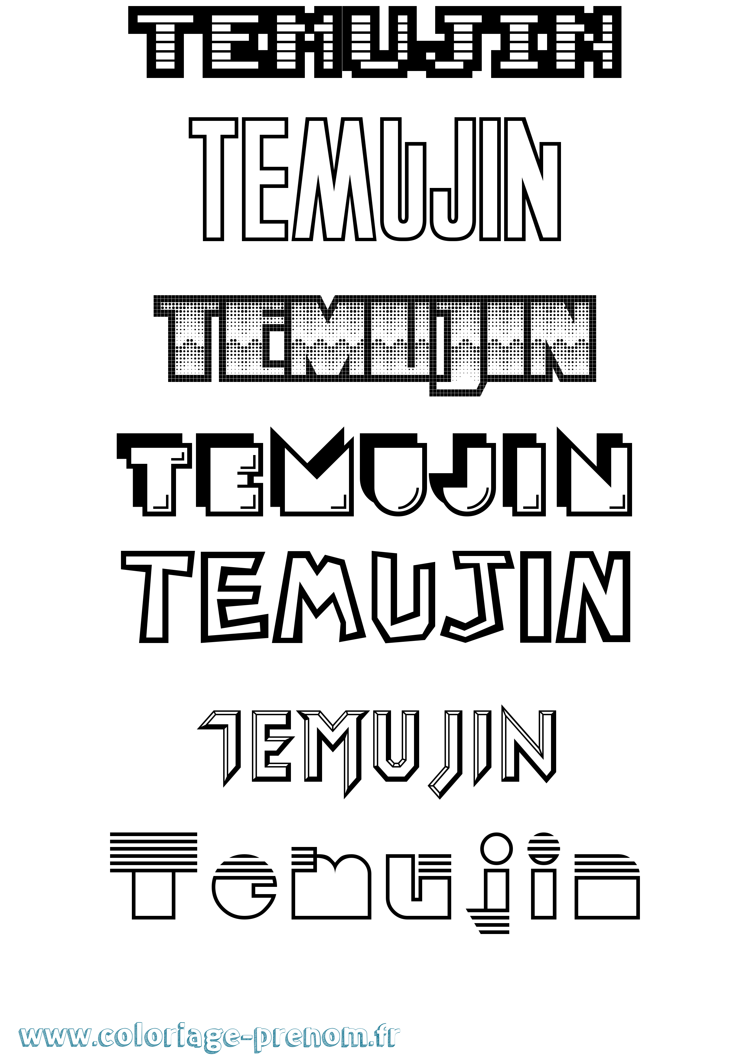 Coloriage Temujin Jeux Vidéos Coloriage prénom Temujin Jeux Vidéos