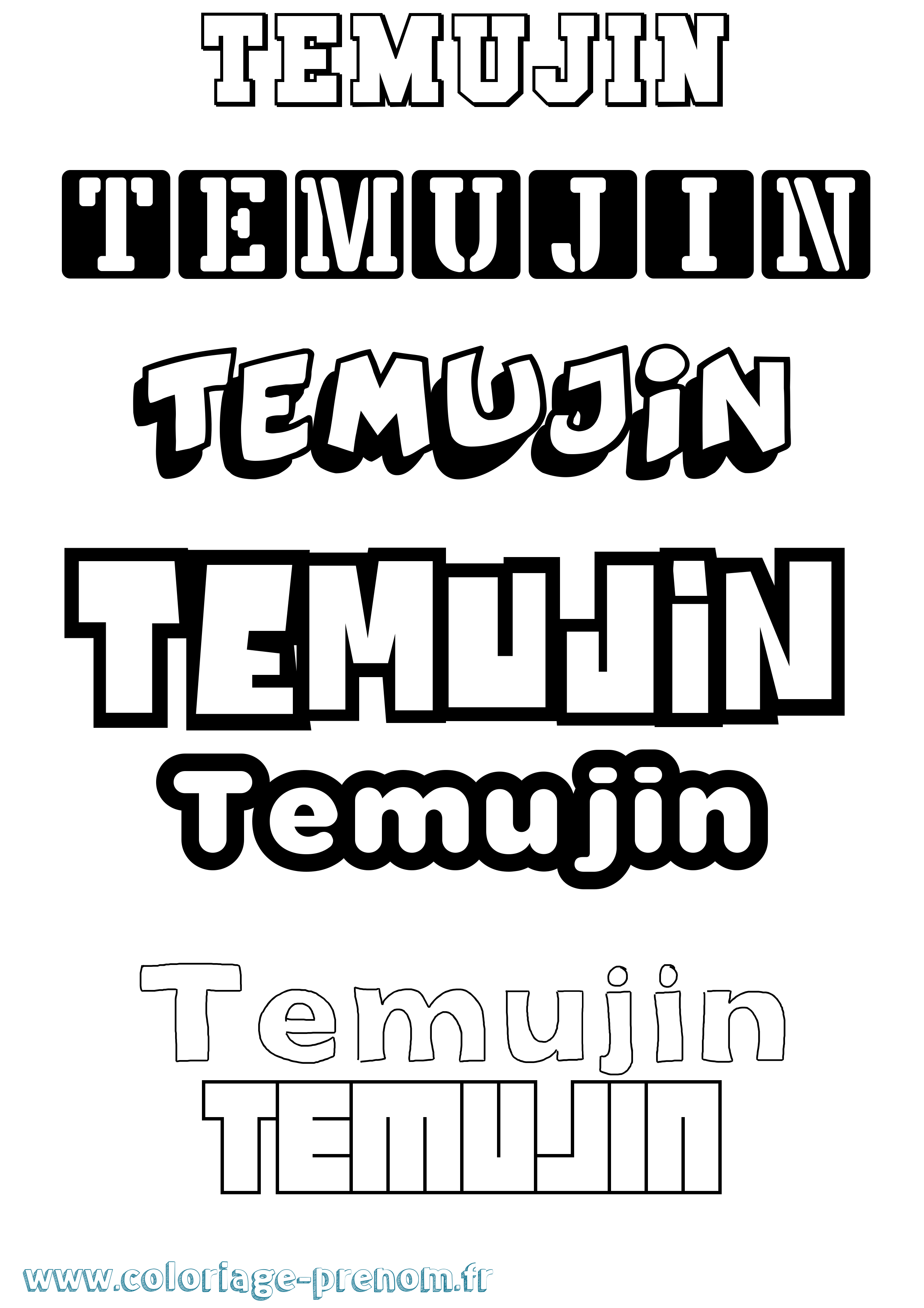 Coloriage Temujin Simple Coloriage prénom Temujin Simple