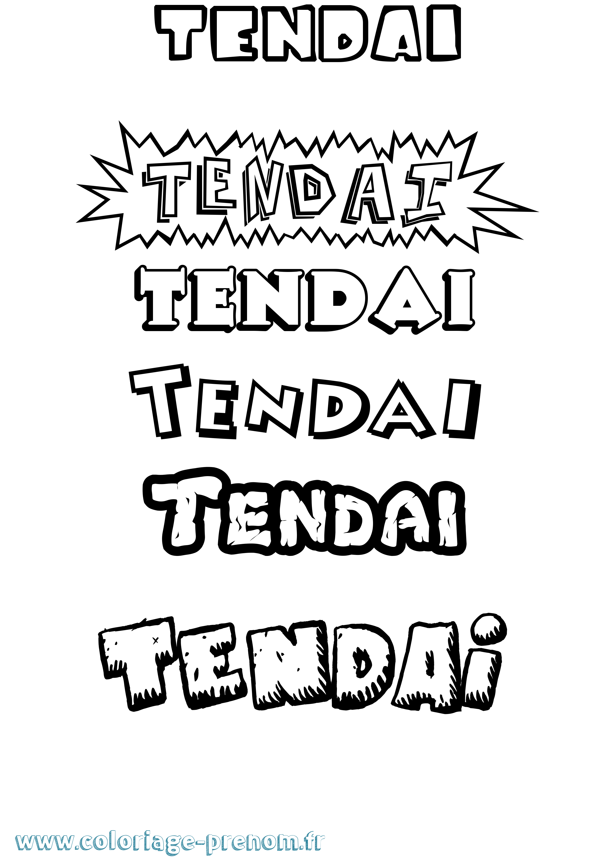 Coloriage prénom Tendai Dessin Animé