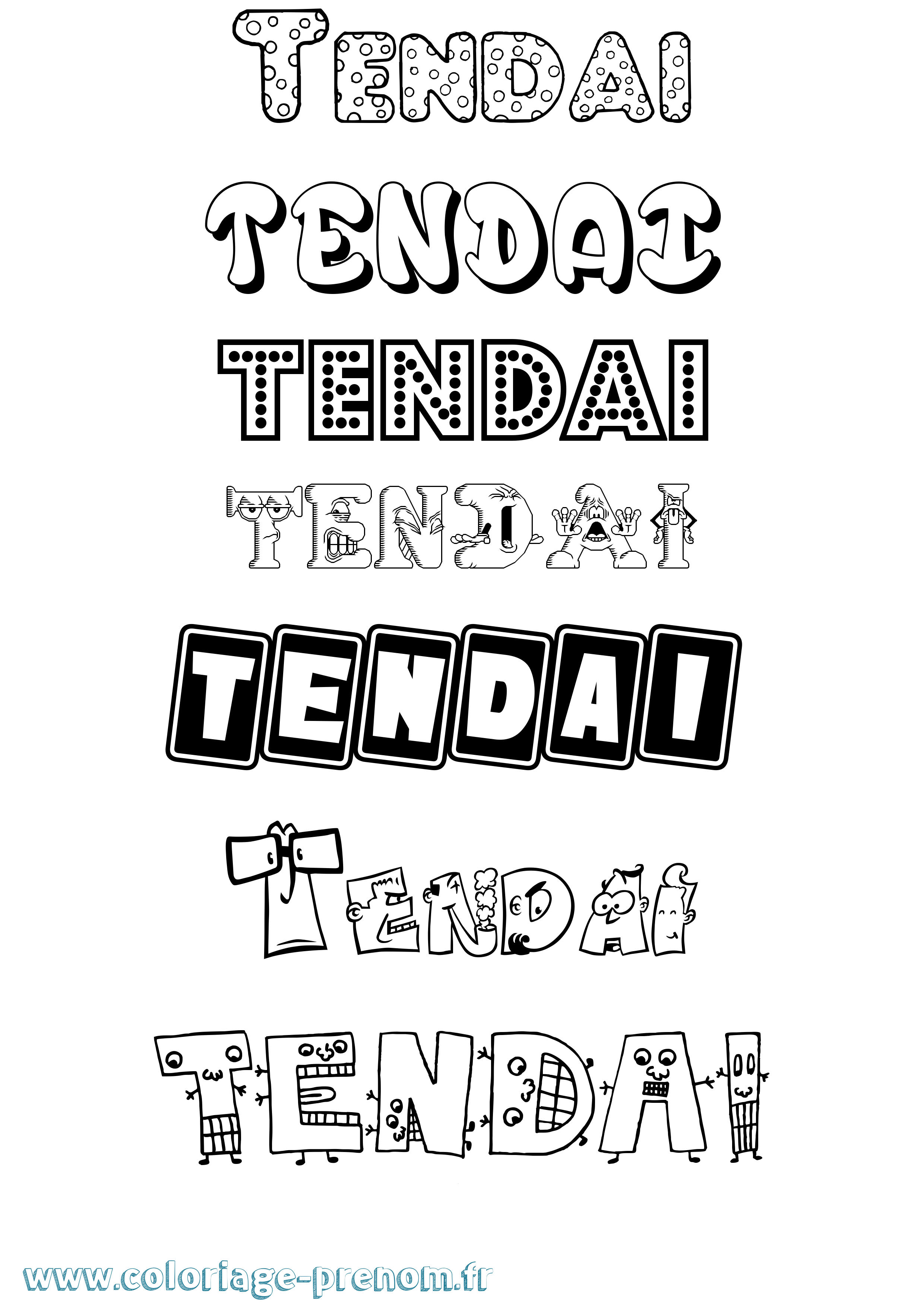 Coloriage prénom Tendai Fun