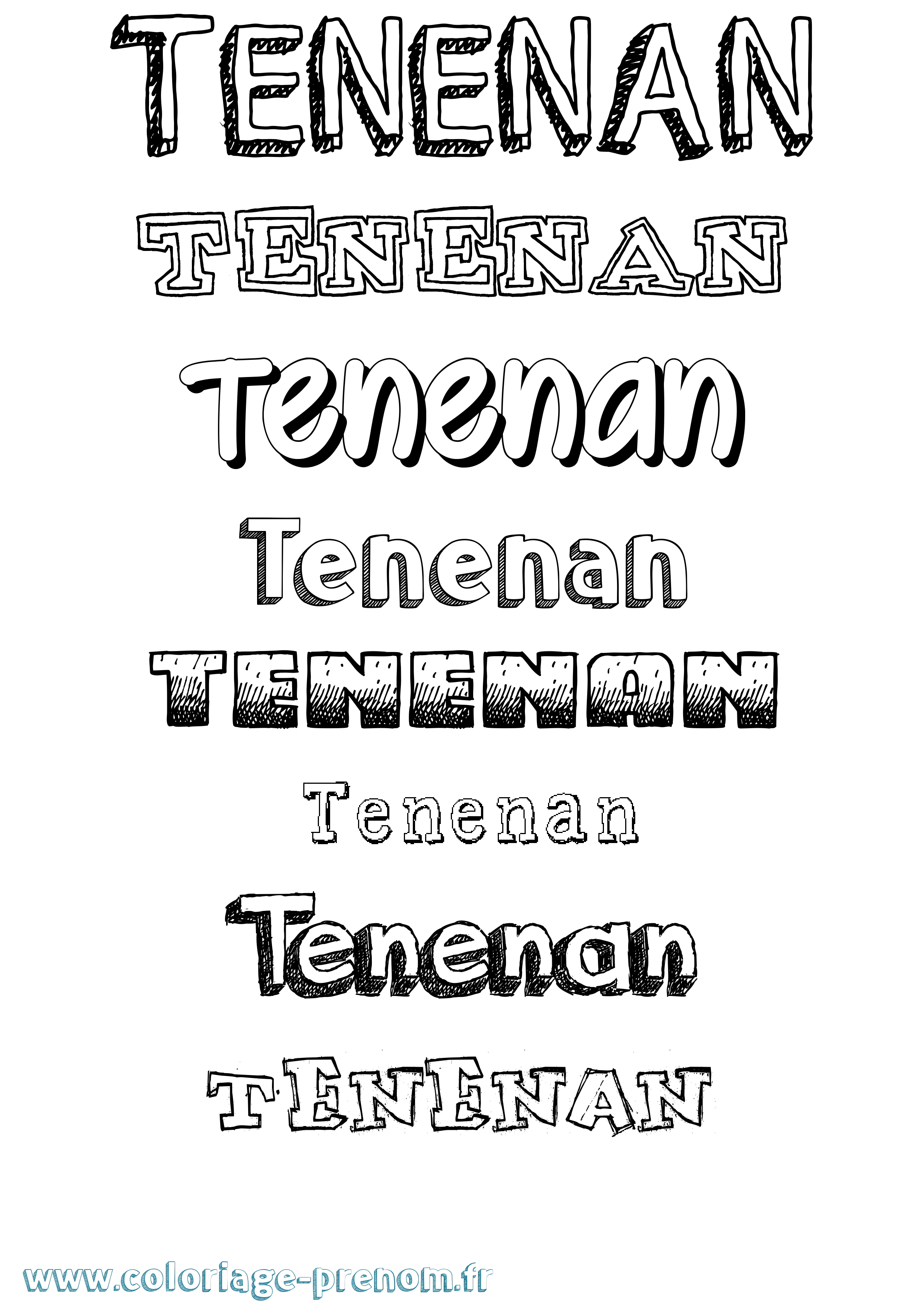 Coloriage prénom Tenenan Dessiné