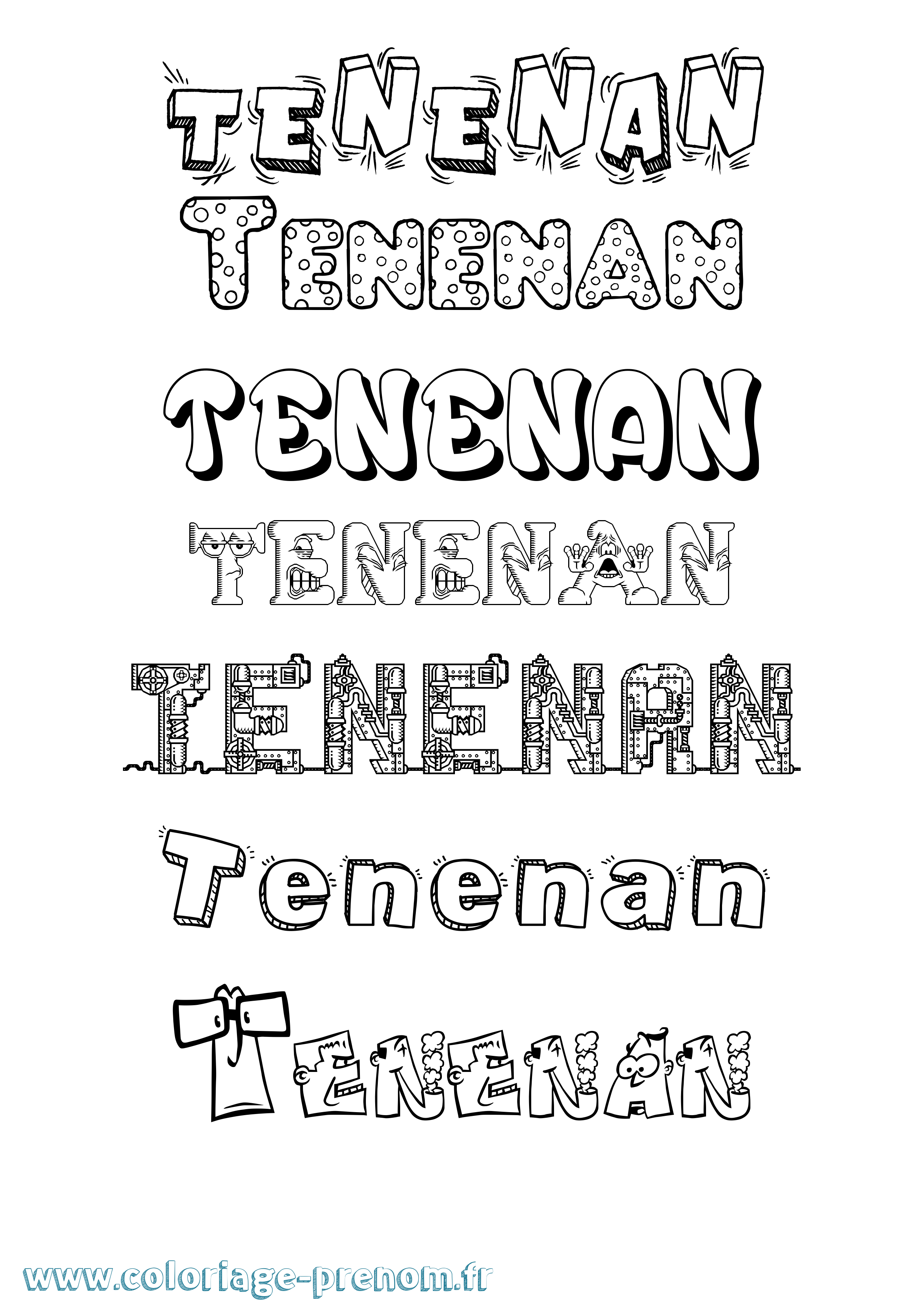 Coloriage prénom Tenenan Fun