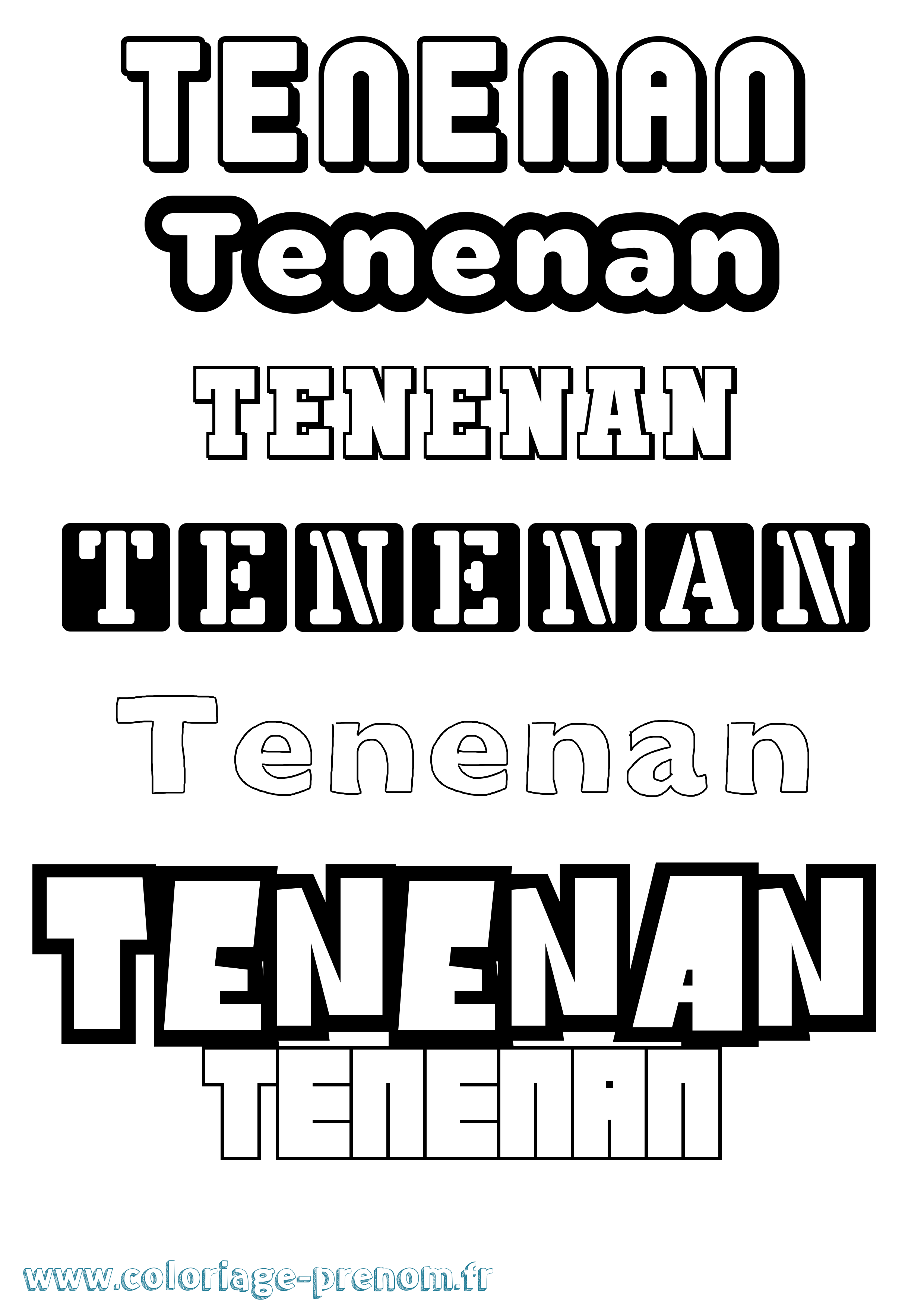 Coloriage prénom Tenenan Simple