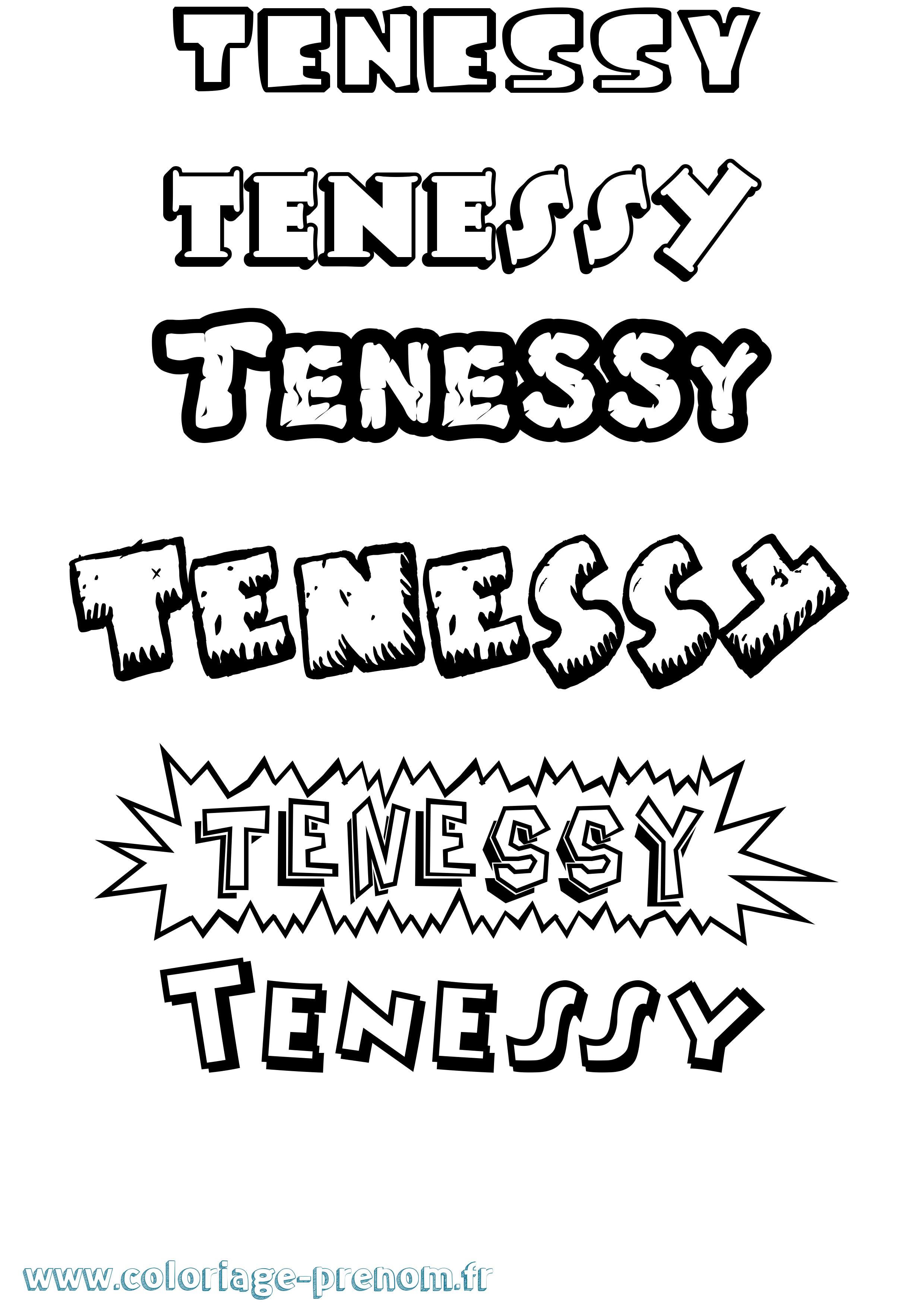Coloriage prénom Tenessy Dessin Animé