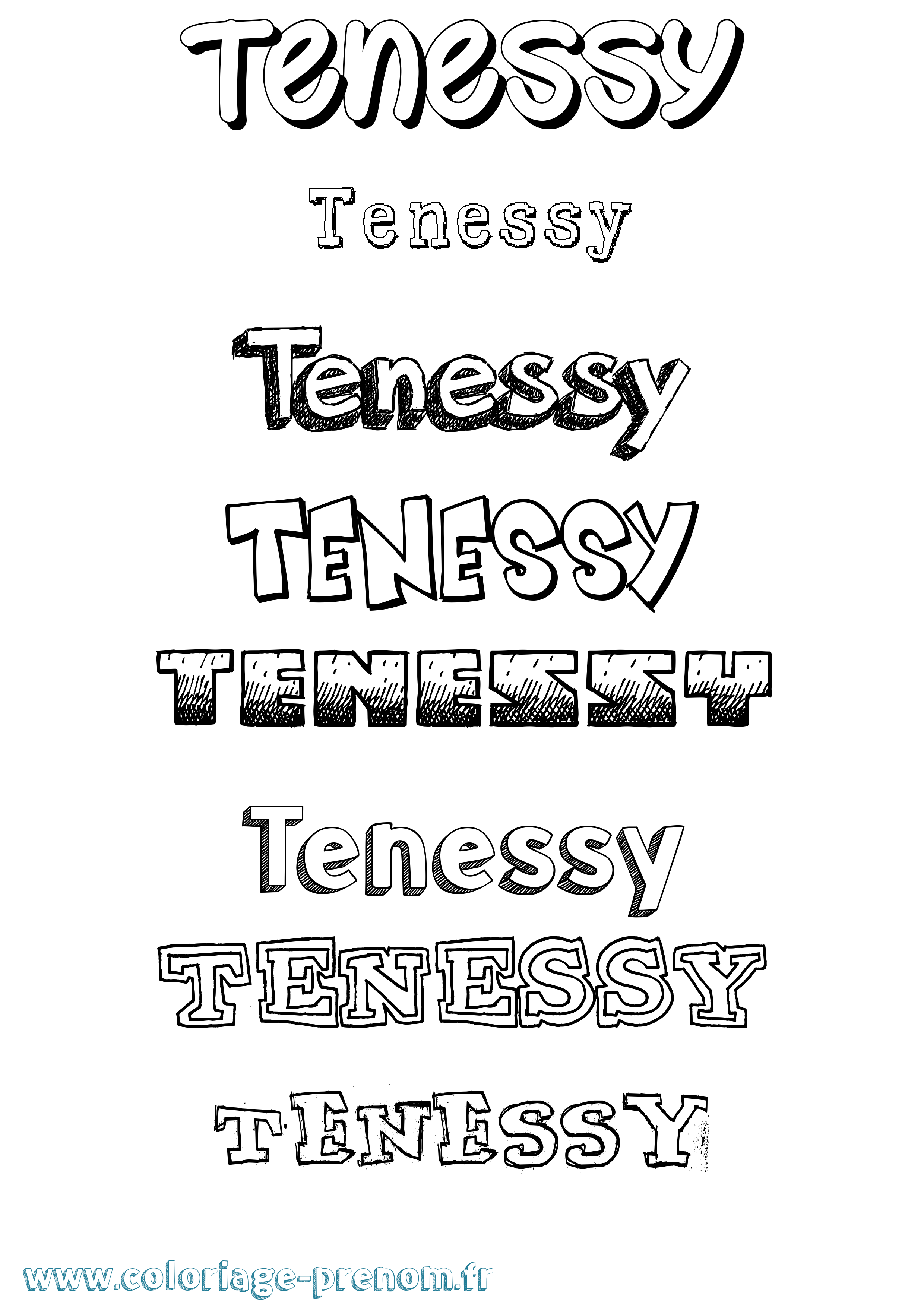 Coloriage prénom Tenessy Dessiné