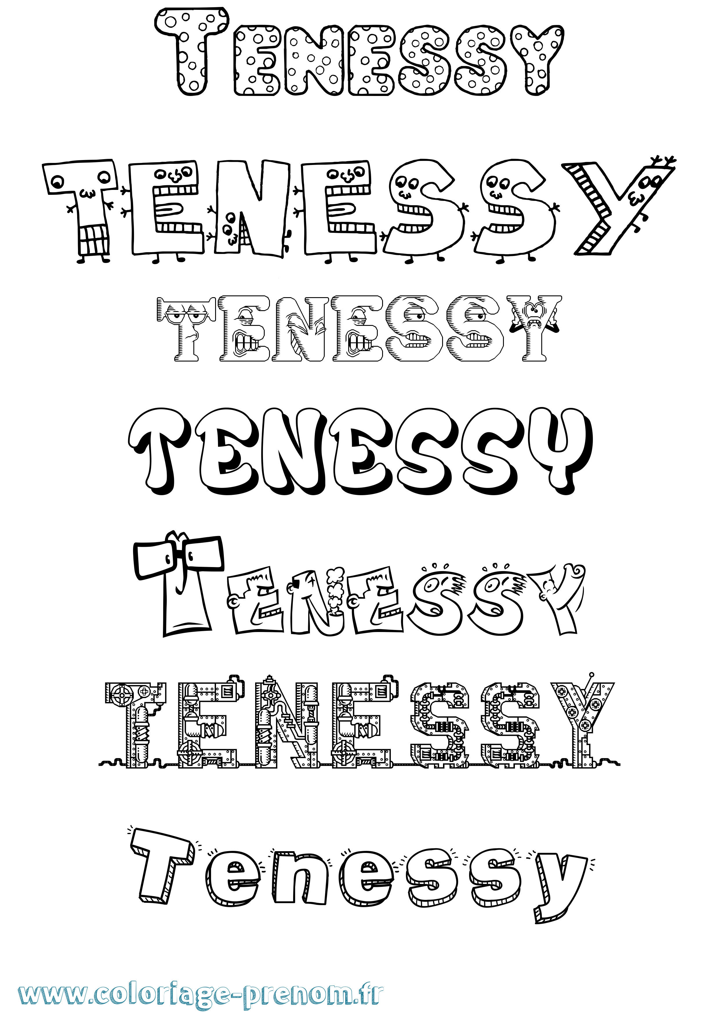 Coloriage prénom Tenessy Fun