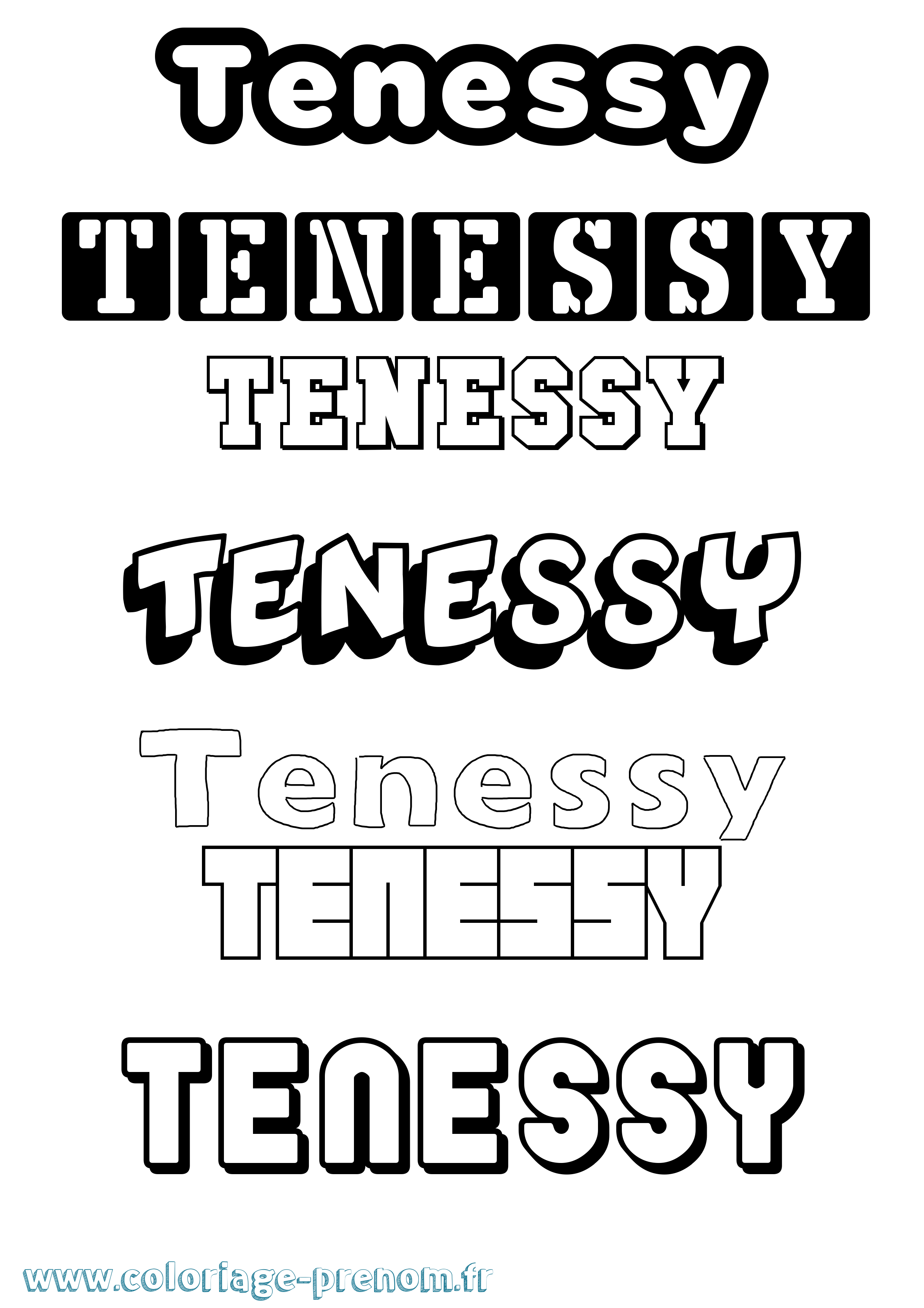 Coloriage prénom Tenessy Simple