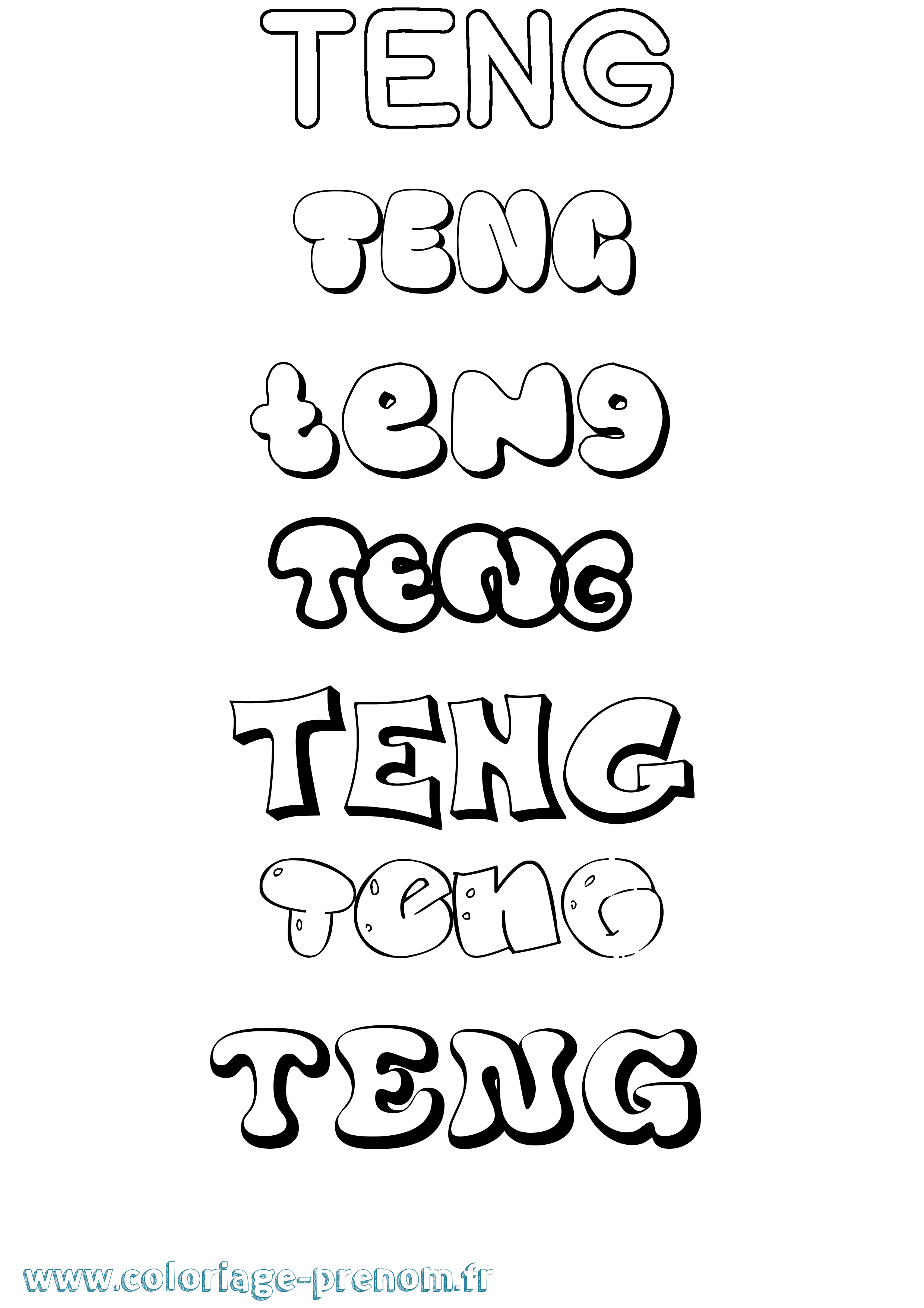 Coloriage prénom Teng Bubble