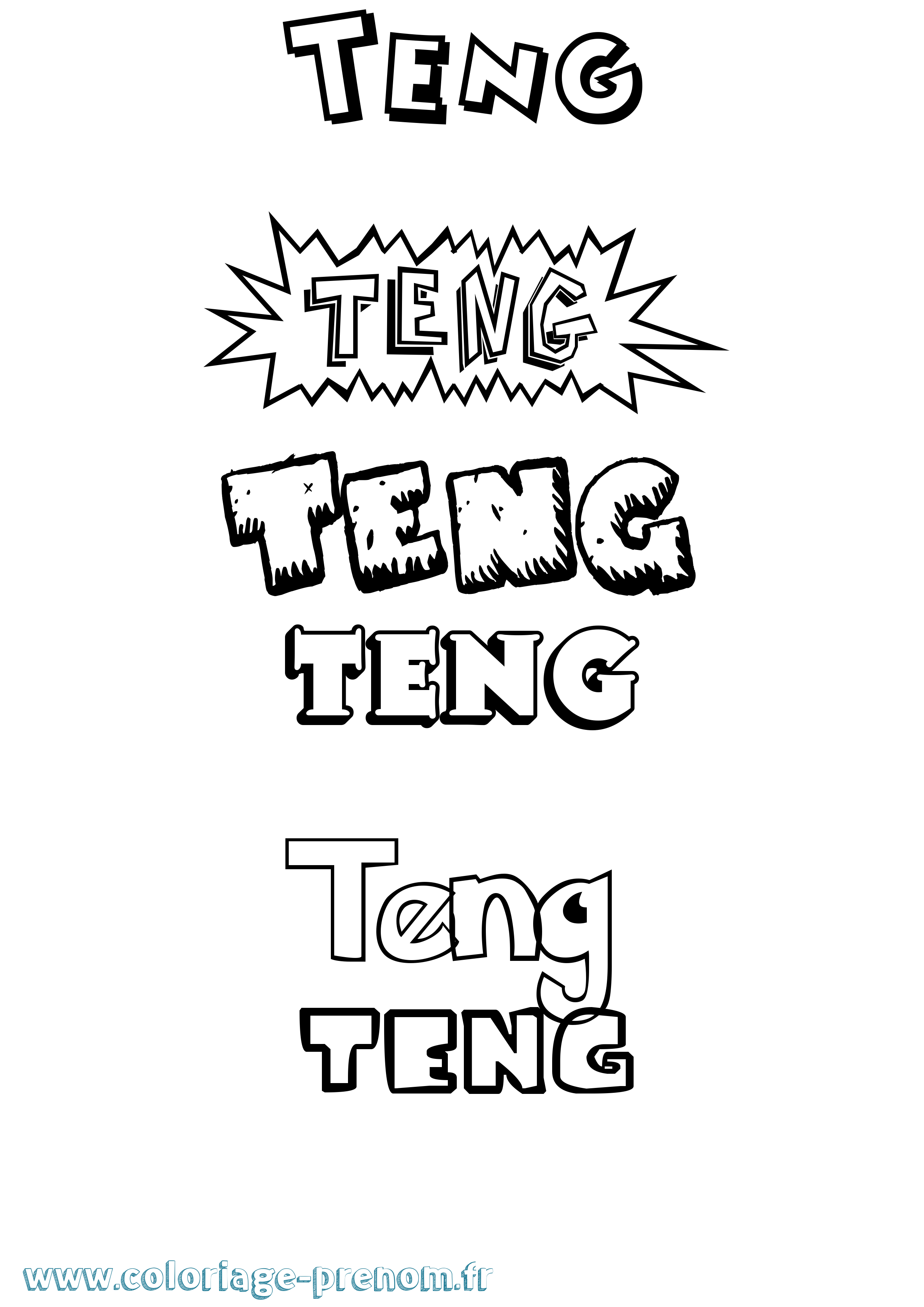 Coloriage prénom Teng Dessin Animé