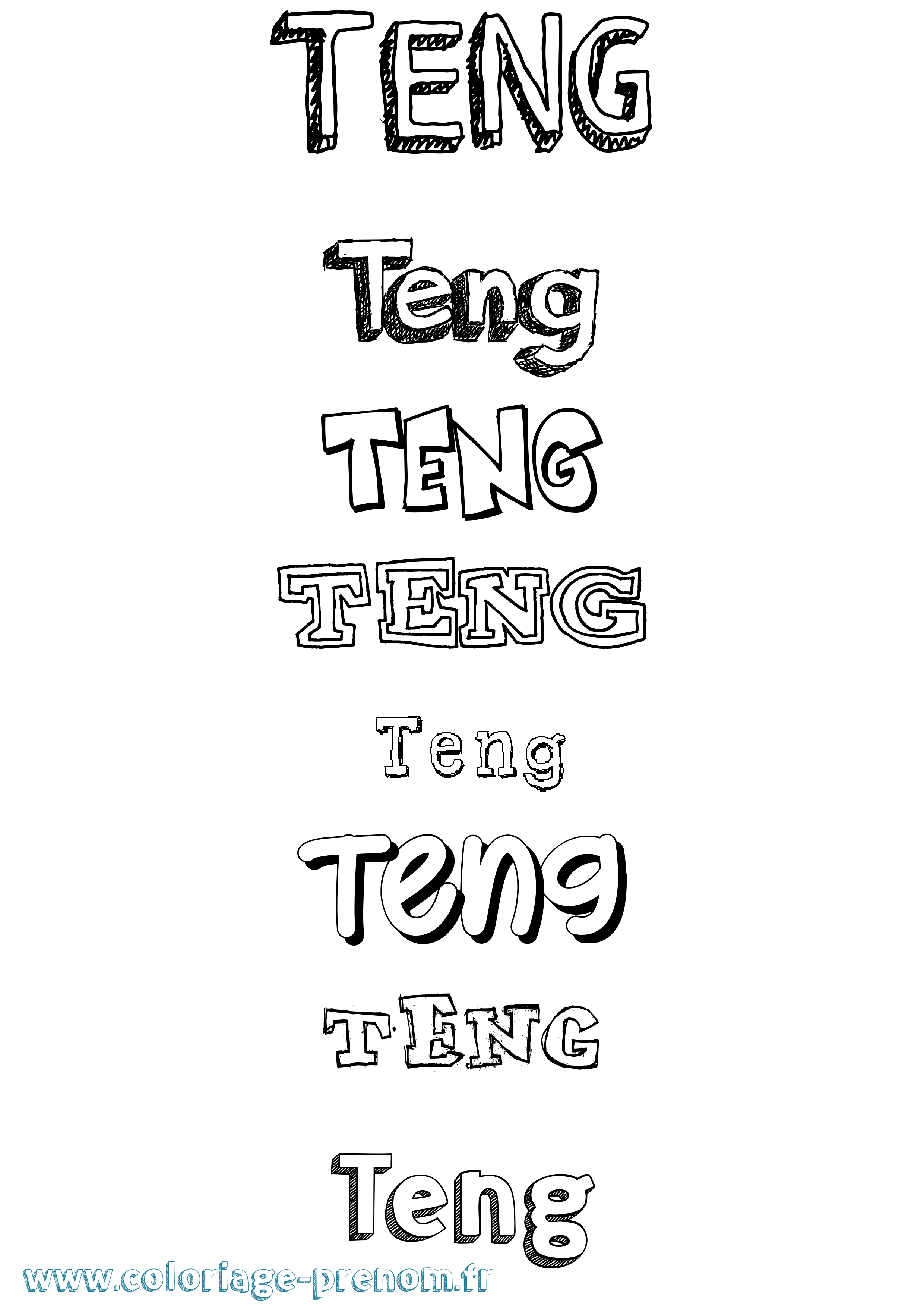 Coloriage prénom Teng Dessiné