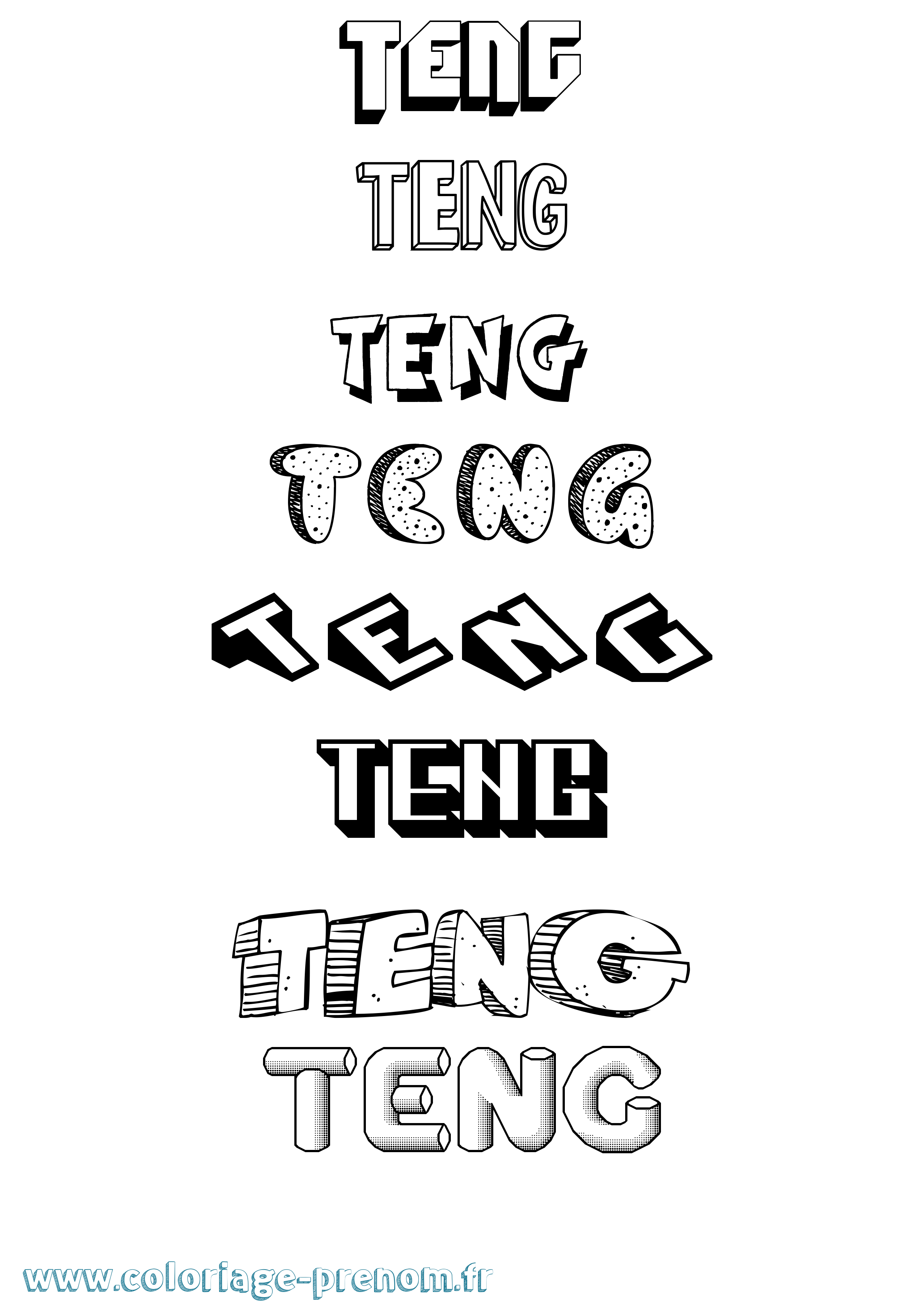 Coloriage prénom Teng Effet 3D