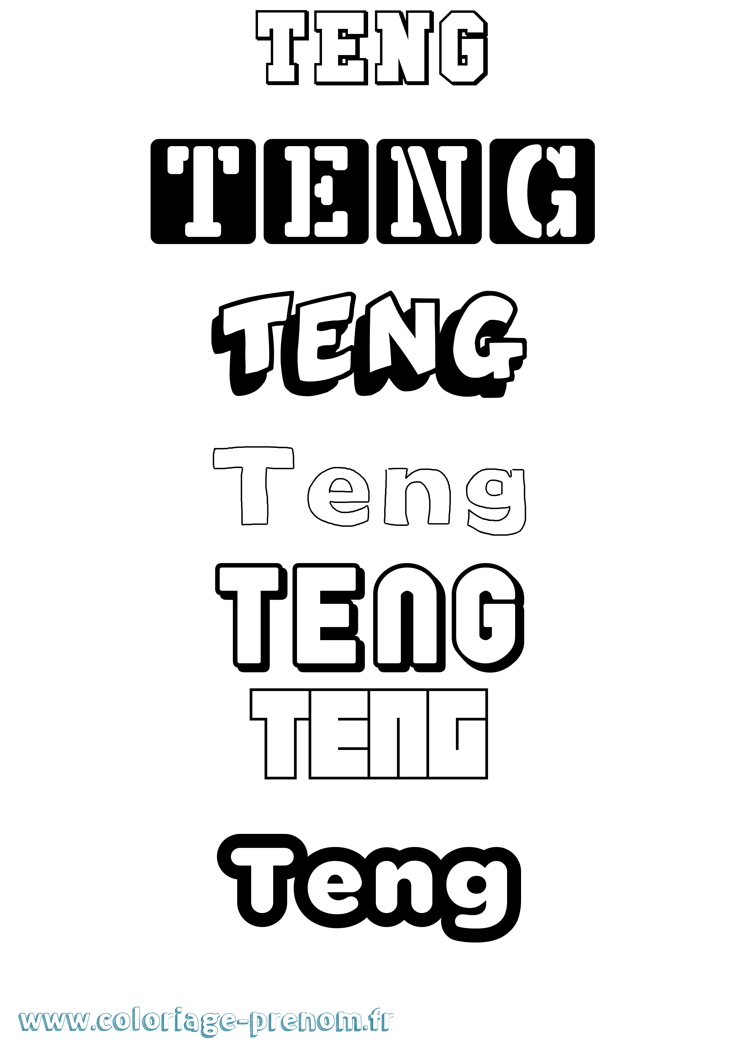 Coloriage prénom Teng Simple