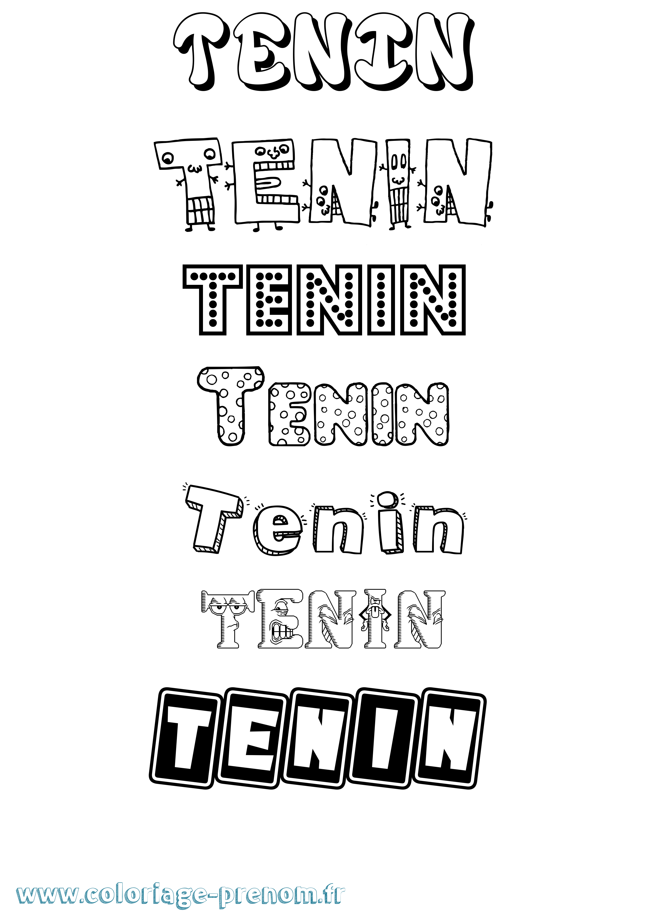 Coloriage prénom Tenin Fun