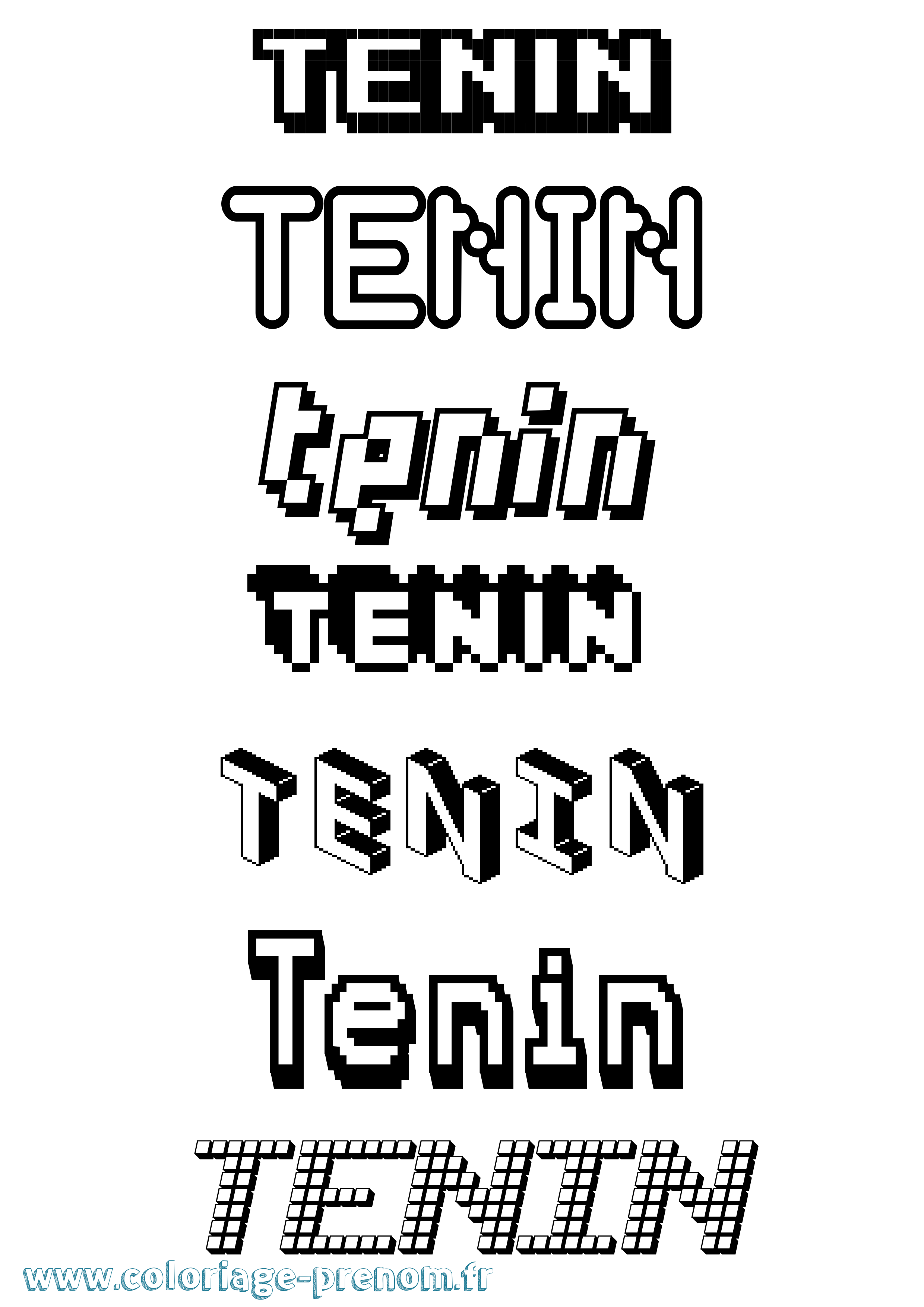 Coloriage prénom Tenin Pixel